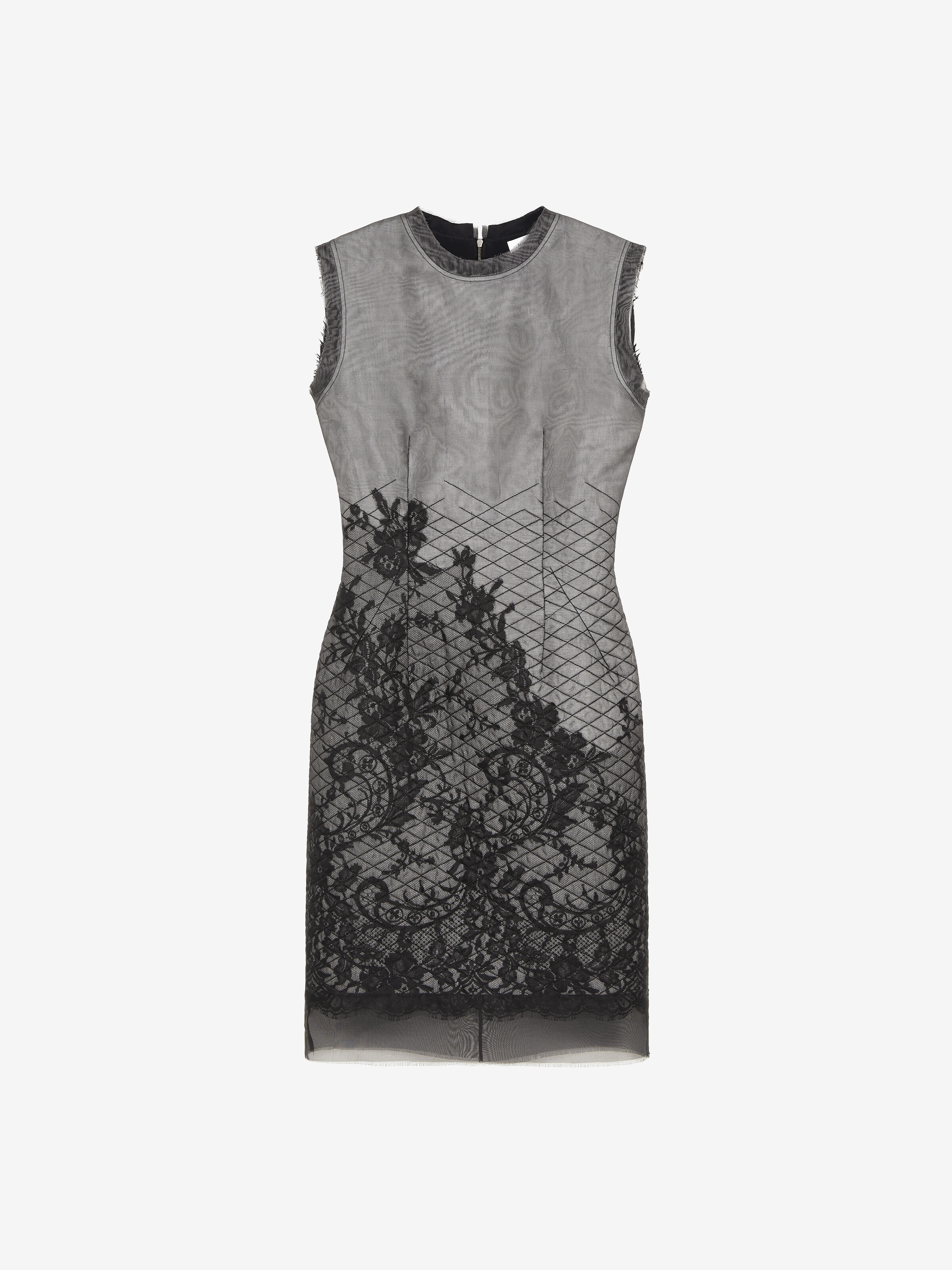 alexander mcqueen lace dress 2010 Black Crepe & Sheer Illusion High-Low Gown Finished with a back zip fastening. Runway Alexander Mcqueen Black Alexander