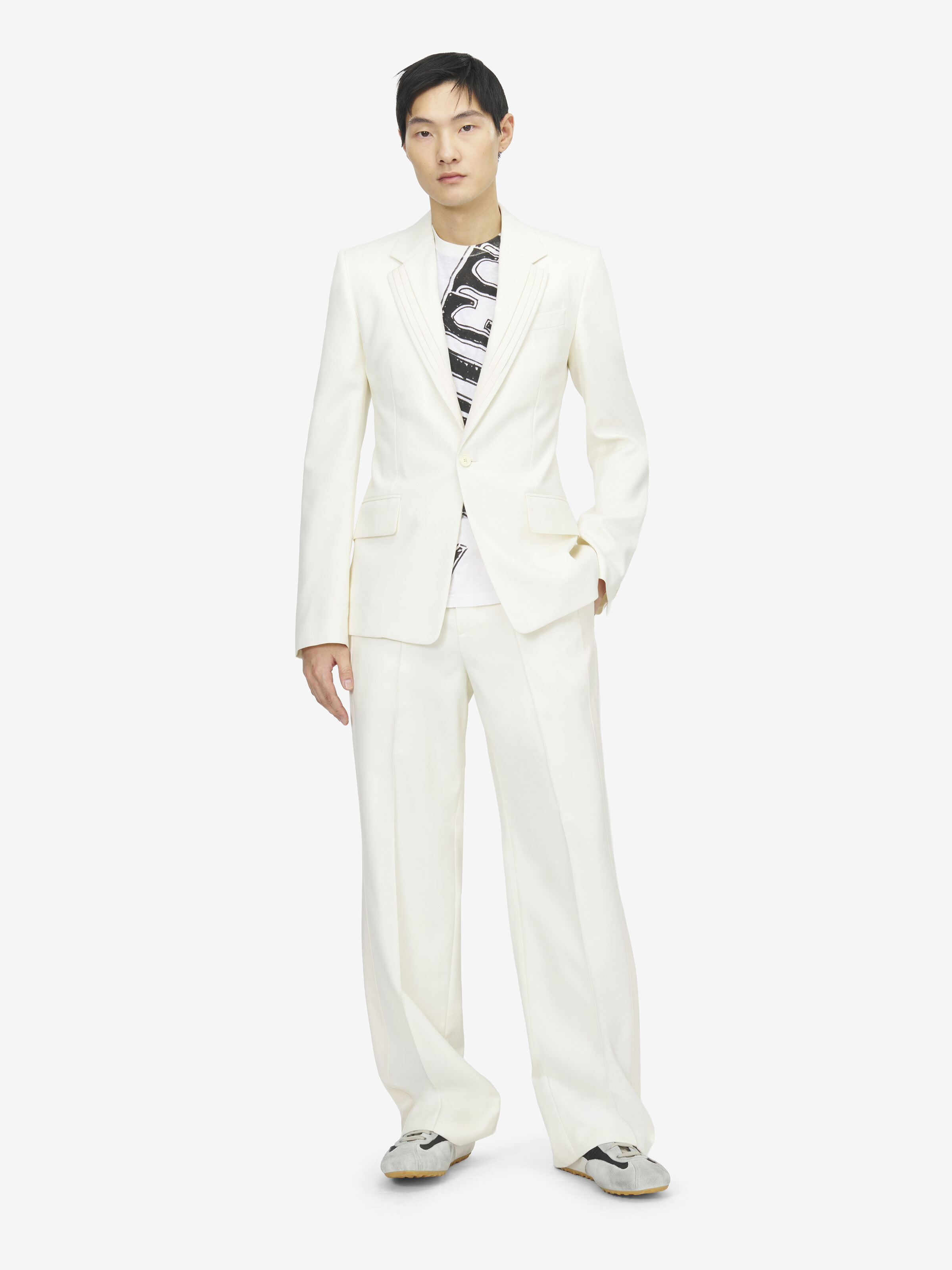 Men's Wide Leg Evening Trousers in Ivory in 100% Wool | Alexander McQueen - image 2