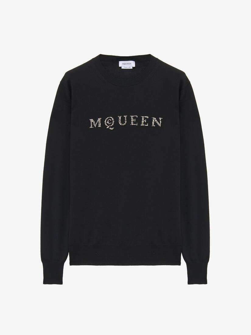 Pullover mit McQueen Logo aus Spiegelkristallen | Alexander McQueen - image 1