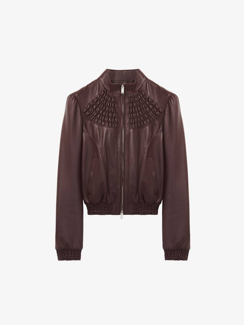 Veste smockée en cuir | Alexander McQueen - image 1