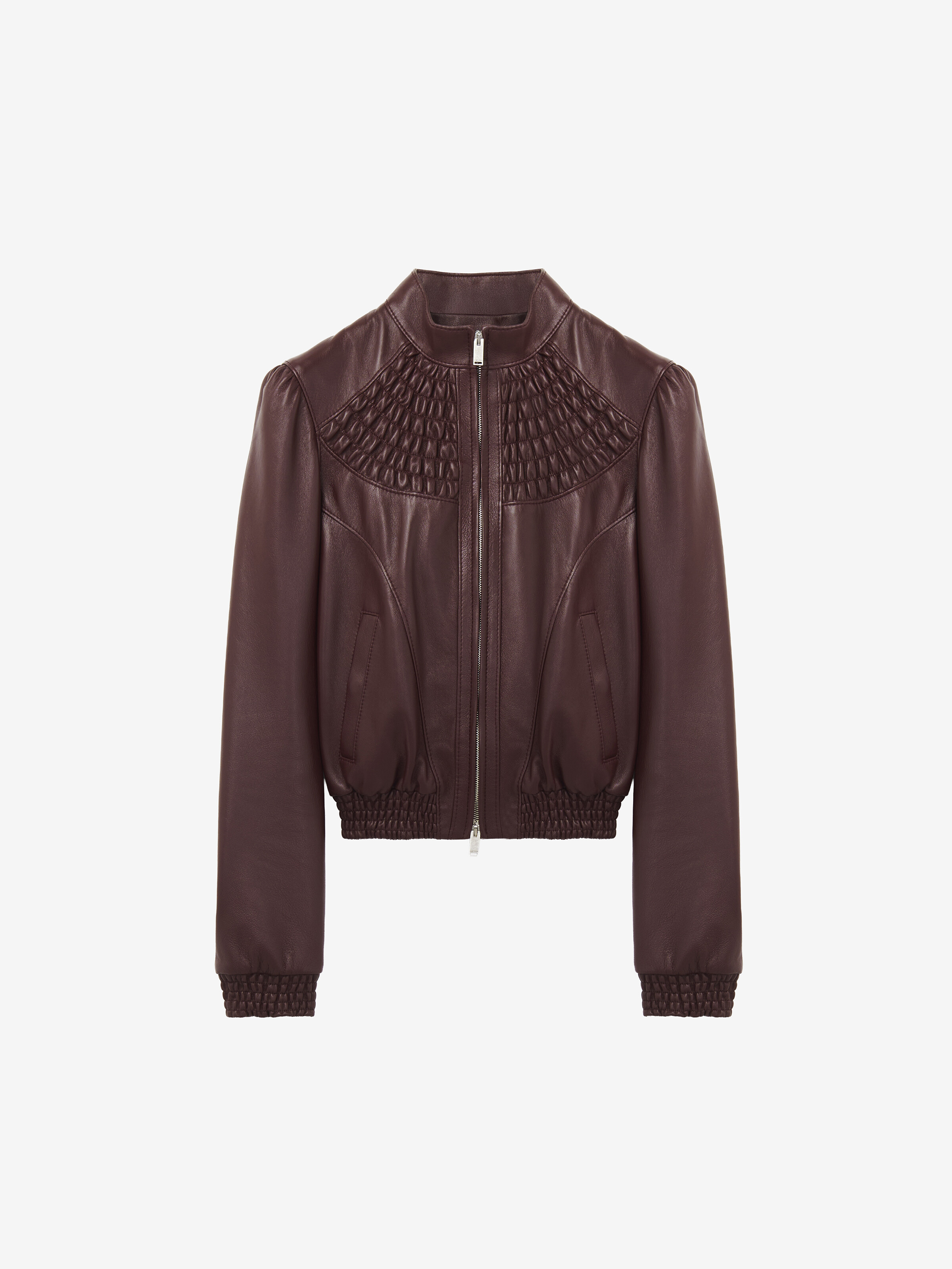 Veste smockée en cuir pour Femme en Bordeaux in Cuir d'agneau | Alexander McQueen - image 1
