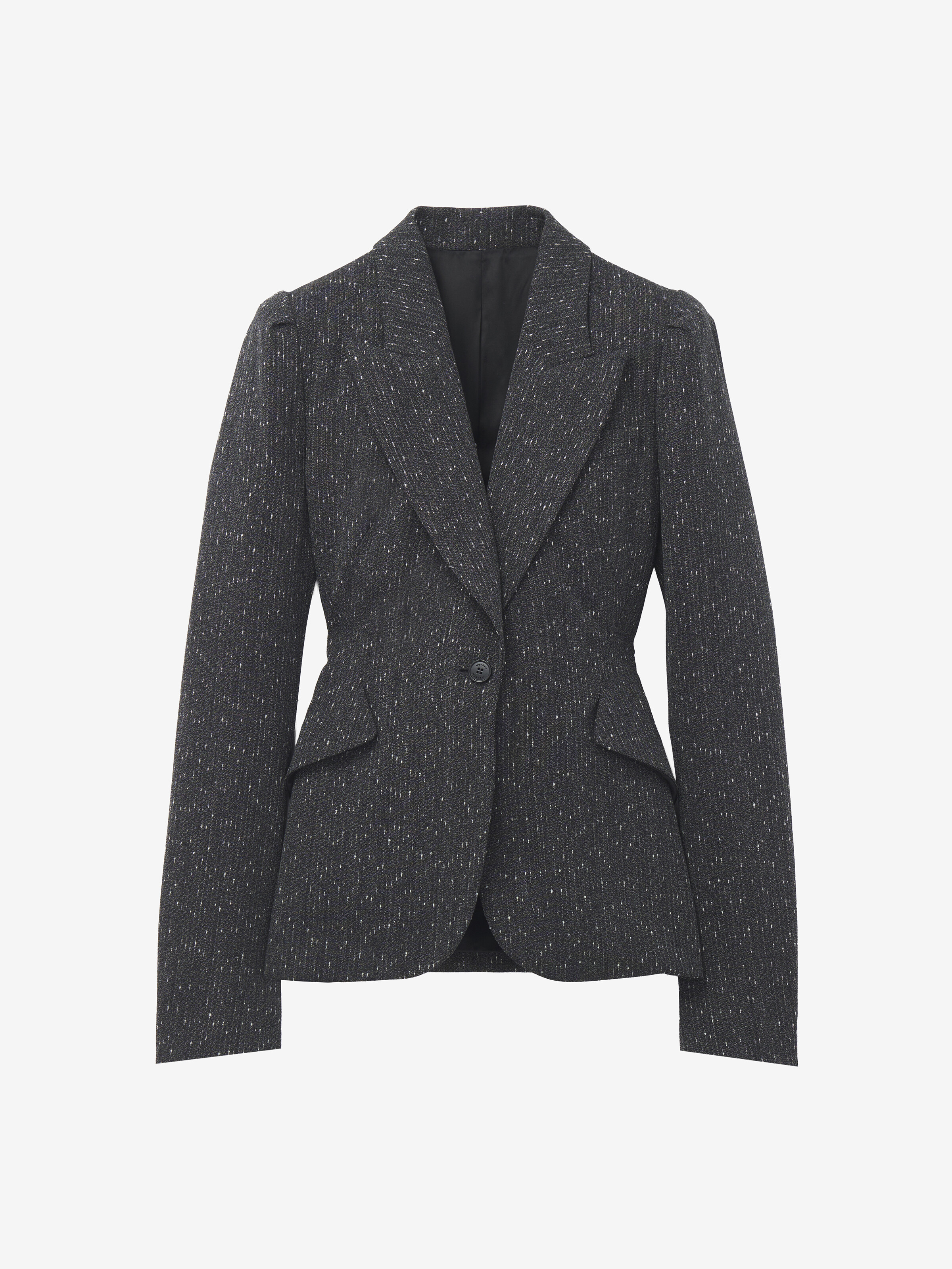 Einreihiges meliertes Nadelstreifen-Jackett für Damen in Grau in 99% Wolle, 1% Polyamid | Alexander McQueen - image 1