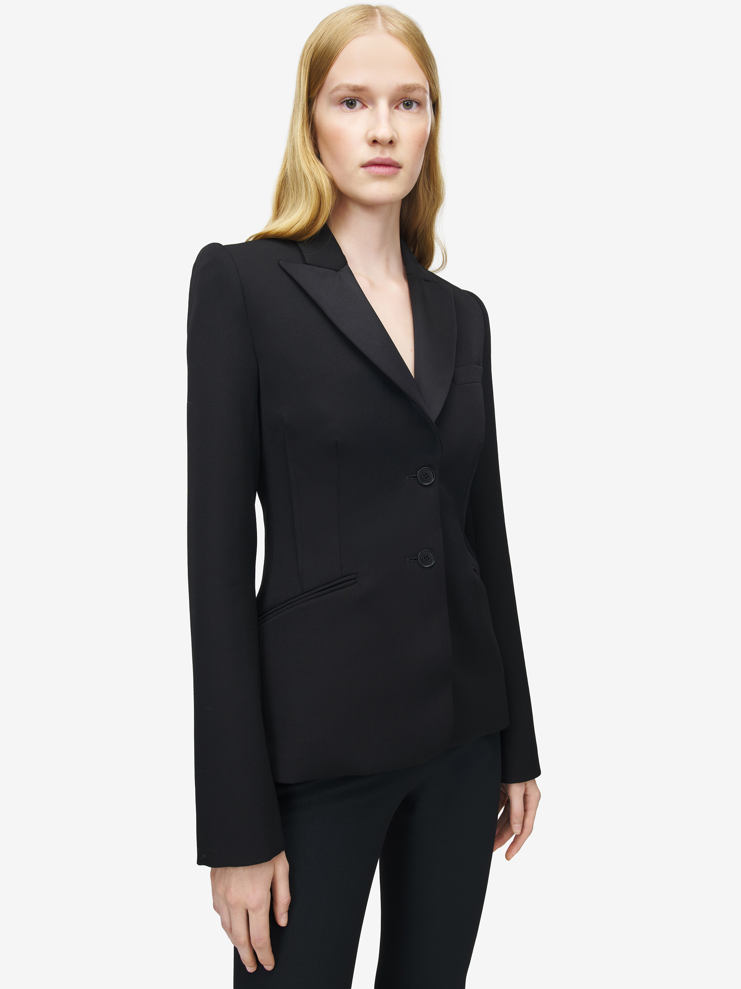 Women's Single-breasted Jacket in Black in 100% Wool | Alexander McQueen - image 6