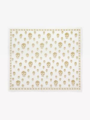 Men's Classic Skull Scarf in Ivory/Gold | McQueen US