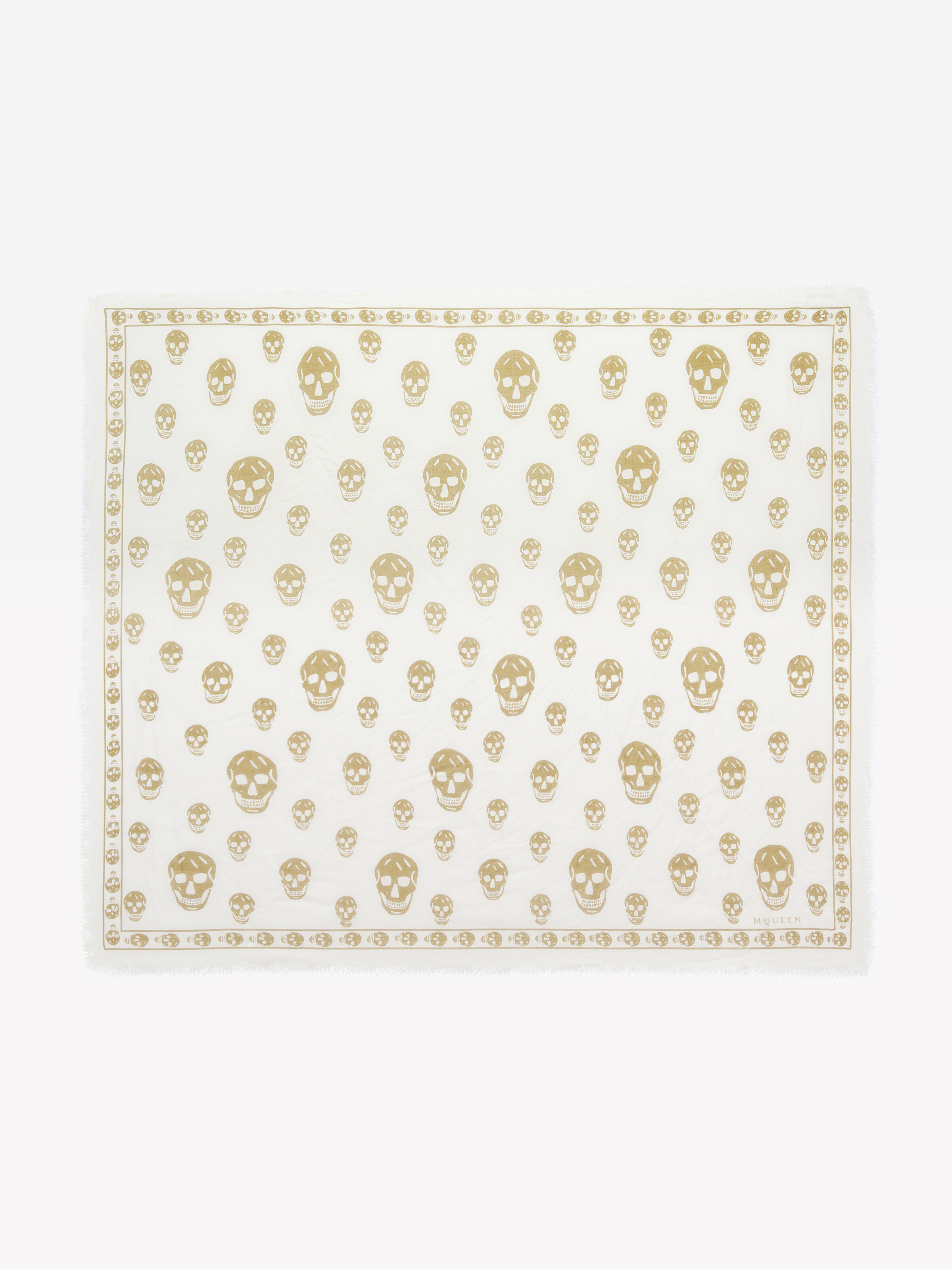 Foulard Skull Classique pour Homme en Ivoire/Or in Tissu: 85% Modal -  15% Soie | Alexander McQueen - image 1