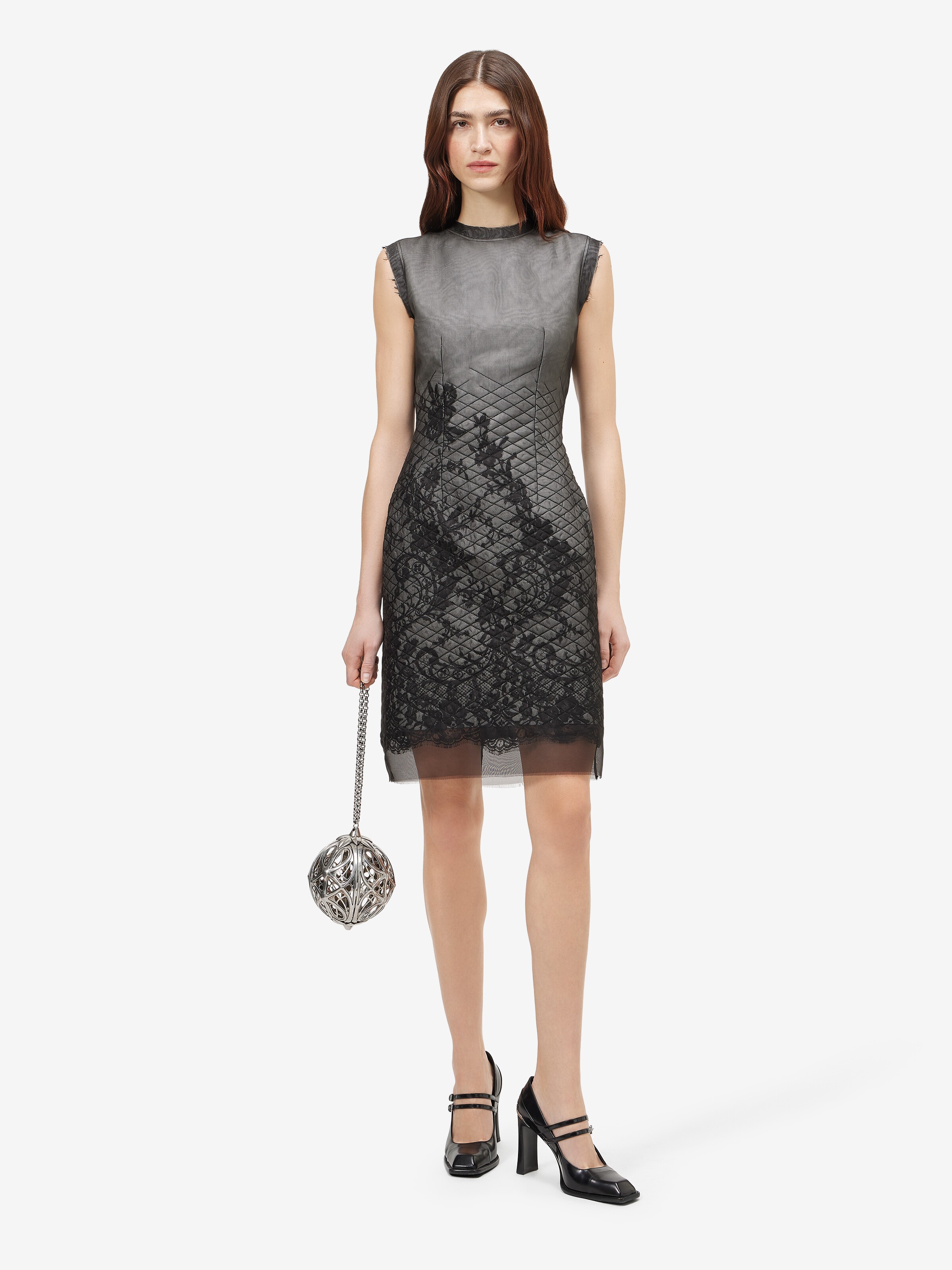 Abito sottoveste in pizzo floreale da Donna in Nero in 100% seta -  tessuto 2: 67% cotone, 33% poliammide -  fodera: 74% acetato, 26% seta -  imbottitura: 100% poliestere | Alexander McQueen - image 2