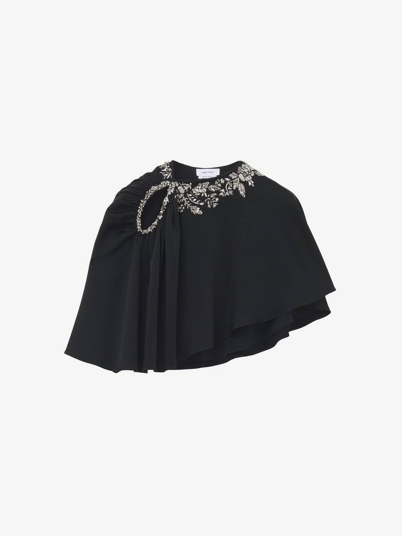 Floral Embroidery Asymmetric Cape | Alexander McQueen - image 1