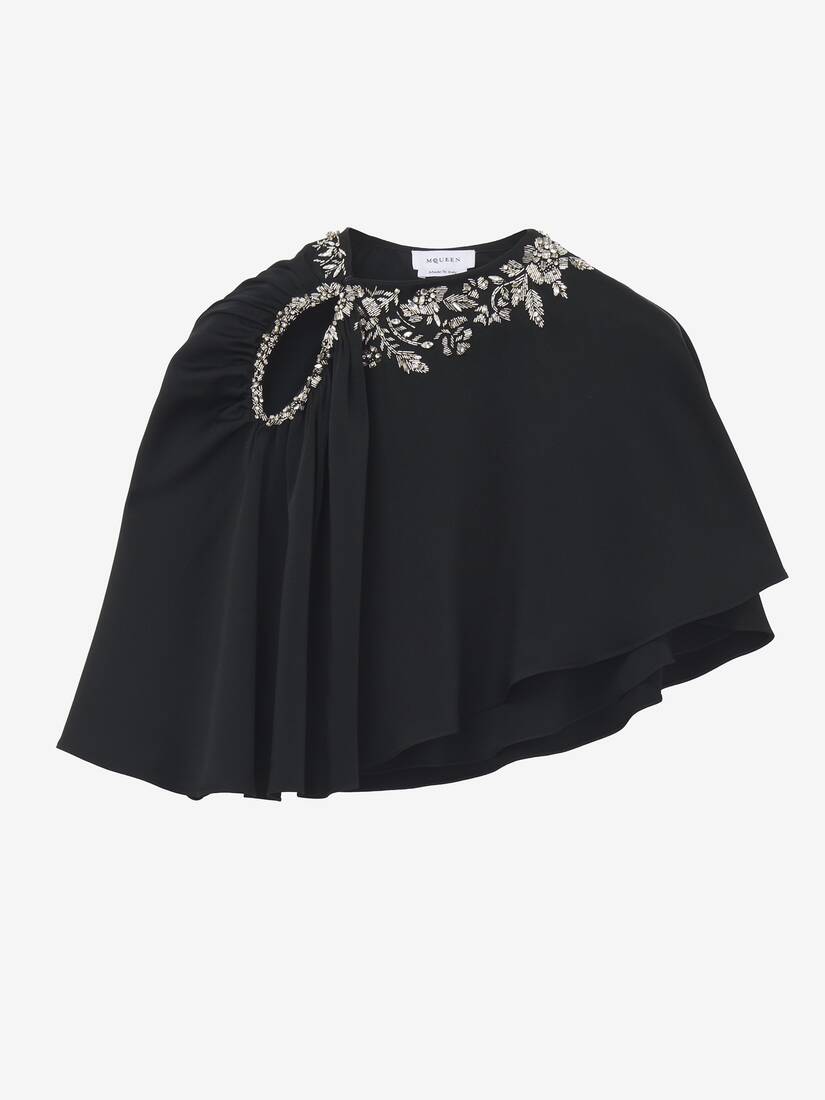 Asymmetrisches Cape mit floralen Stickereien | Alexander McQueen - image 1