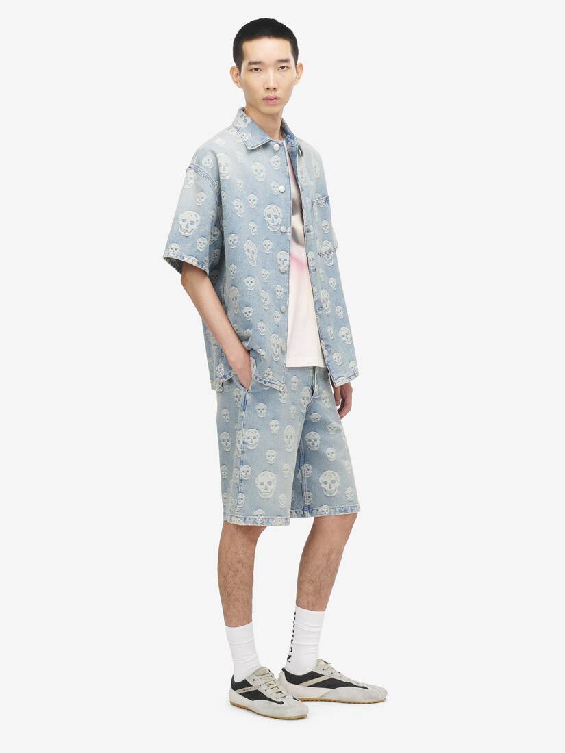 Skull Jacquard Denim Shorts | Alexander McQueen - image 3