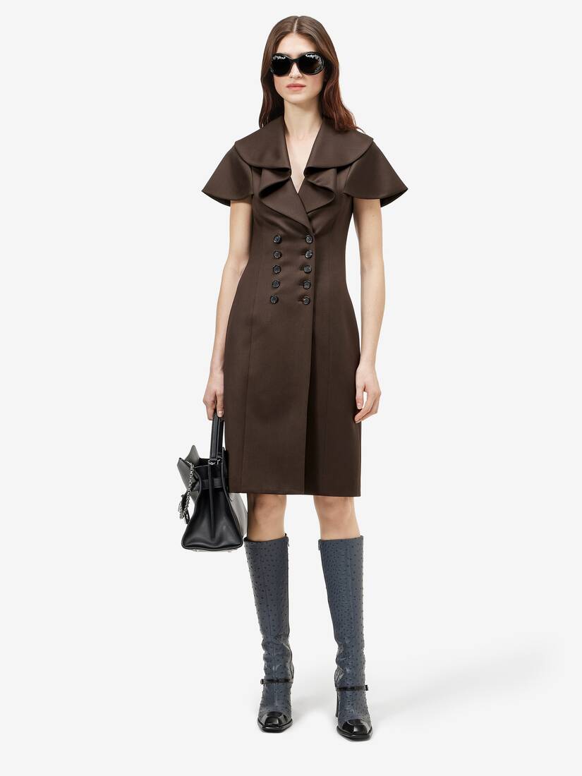 Waterfall Collar Double-breasted Dress | Alexander McQueen - image 2