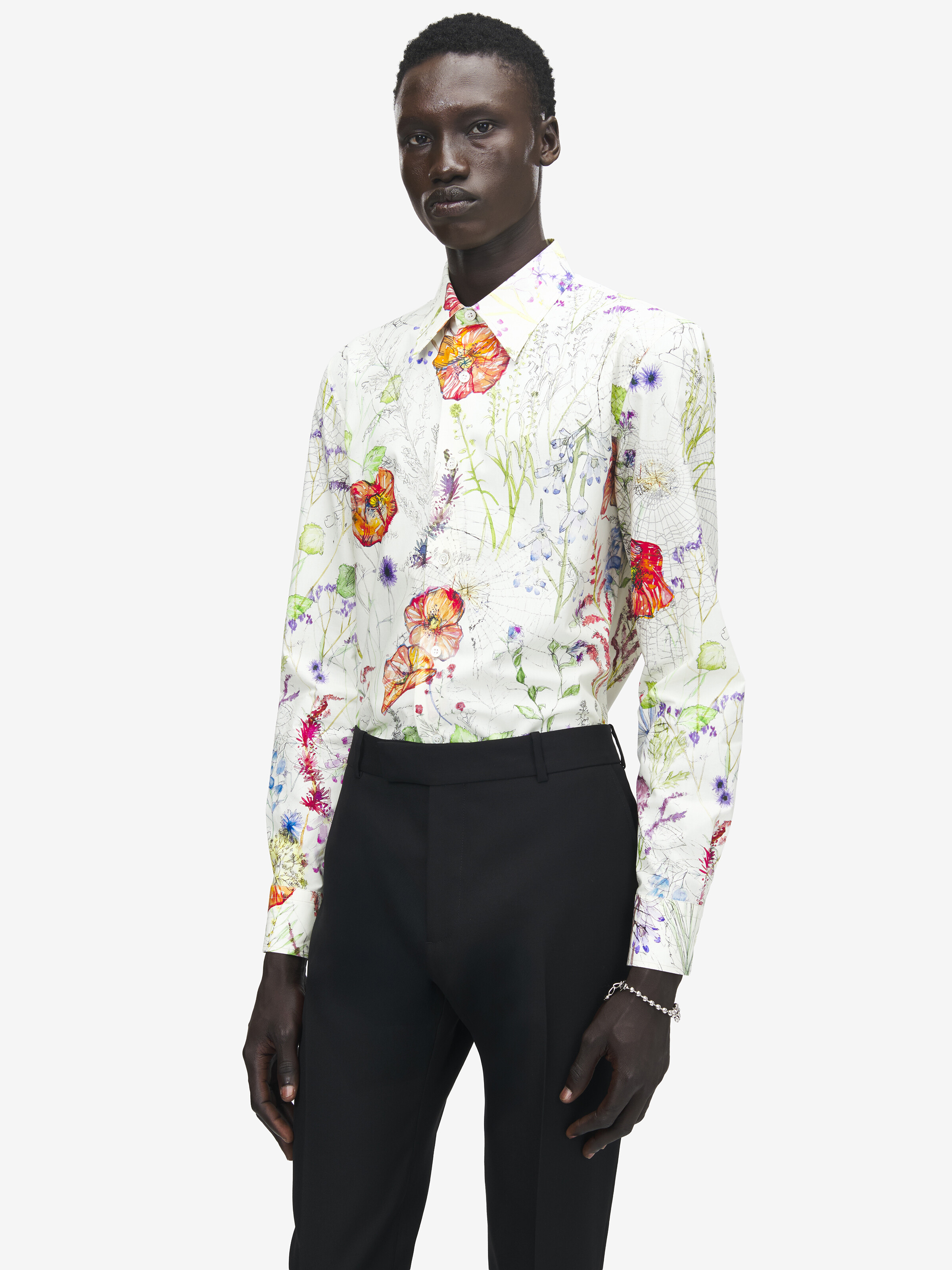 Men's Meadow Floral Print Shirt in Multicolor in 100% Cotton | Alexander McQueen - image 1