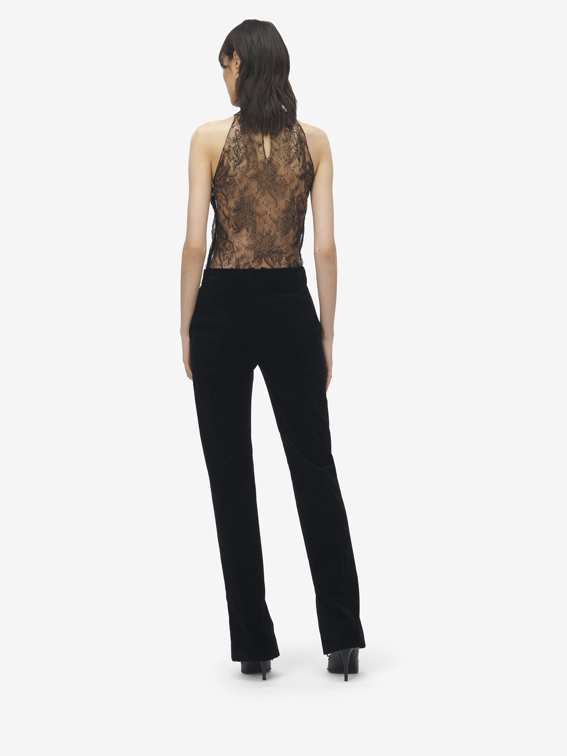 Women's Floral Lace Sleeveless Top in Black in 61% Polyamide, 39% Viscose | Alexander McQueen - image 4