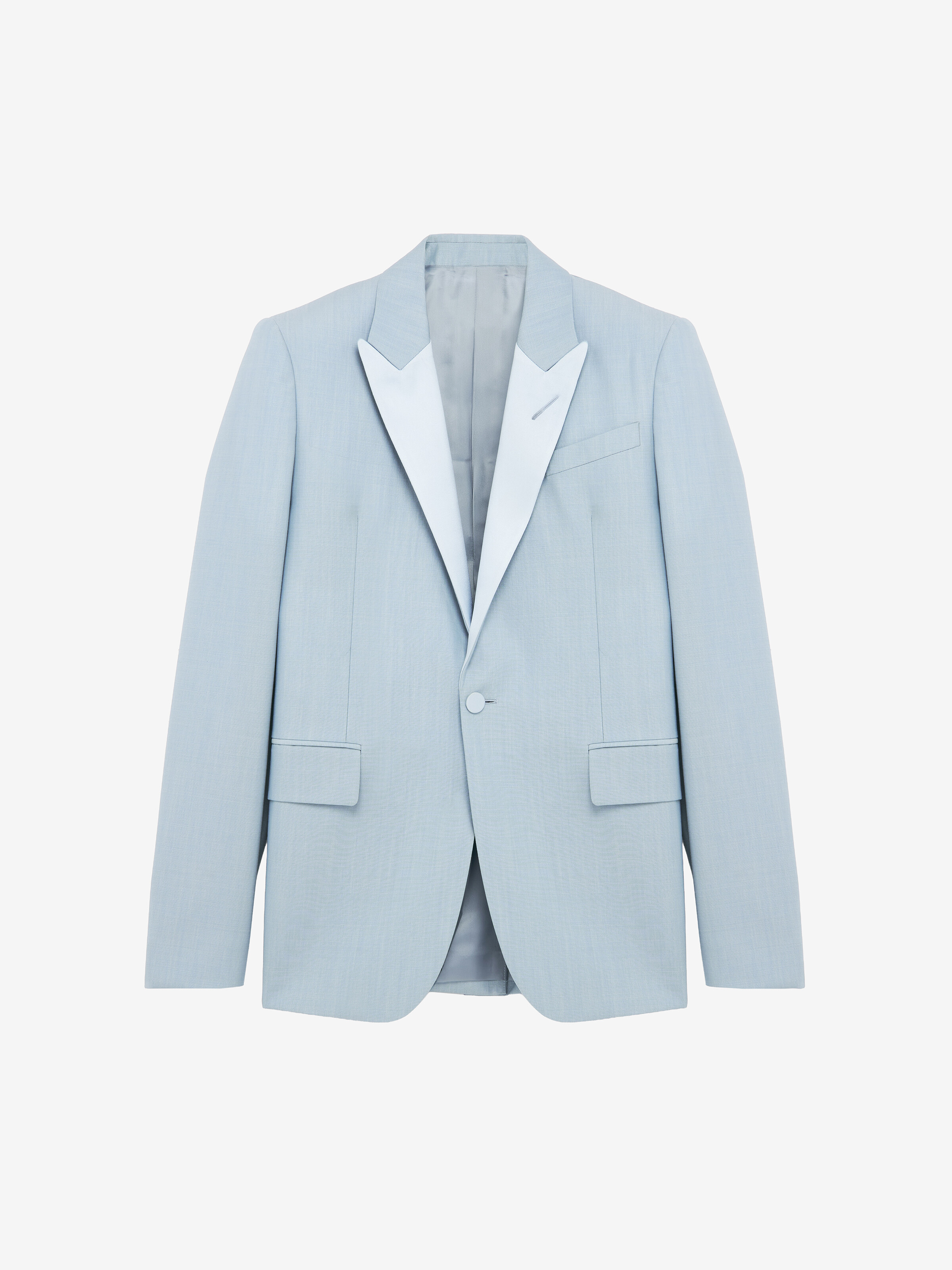 Men's Wool Mohair Single-breasted Jacket in Light Blue in 75% Wool, 25% Mohair | Alexander McQueen - image 1