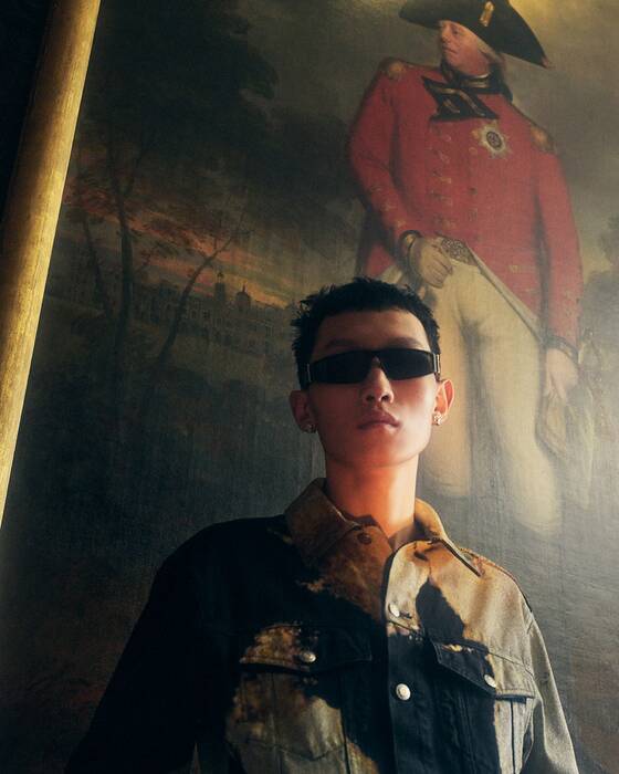 ChengYuan Li wearing Alexander McQueen Spring Summer 2025 Pre-collection at Hatfield House