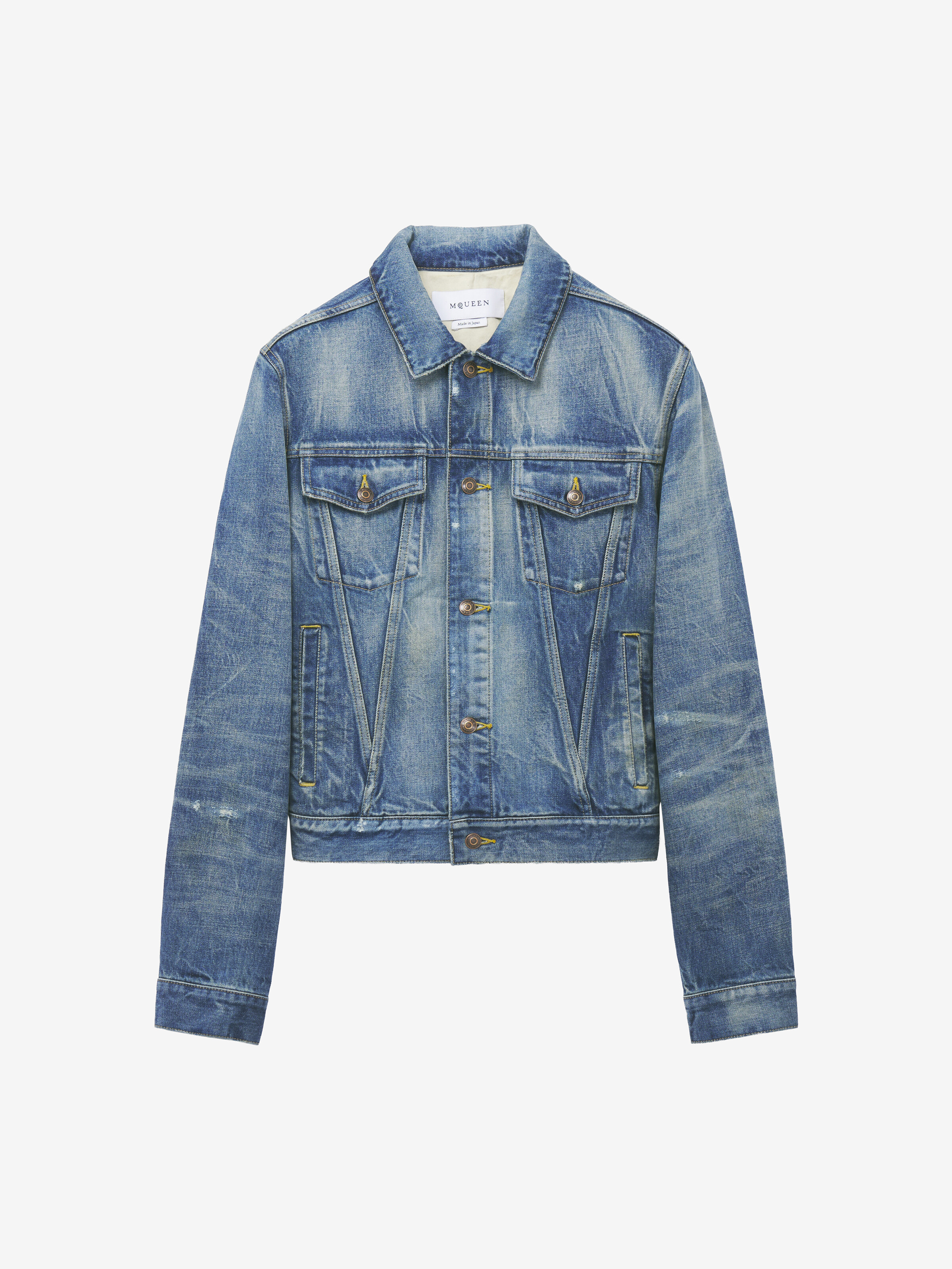 Men's Denim Jacket in Washed Blue in 100% Cotton | Alexander McQueen - image 1