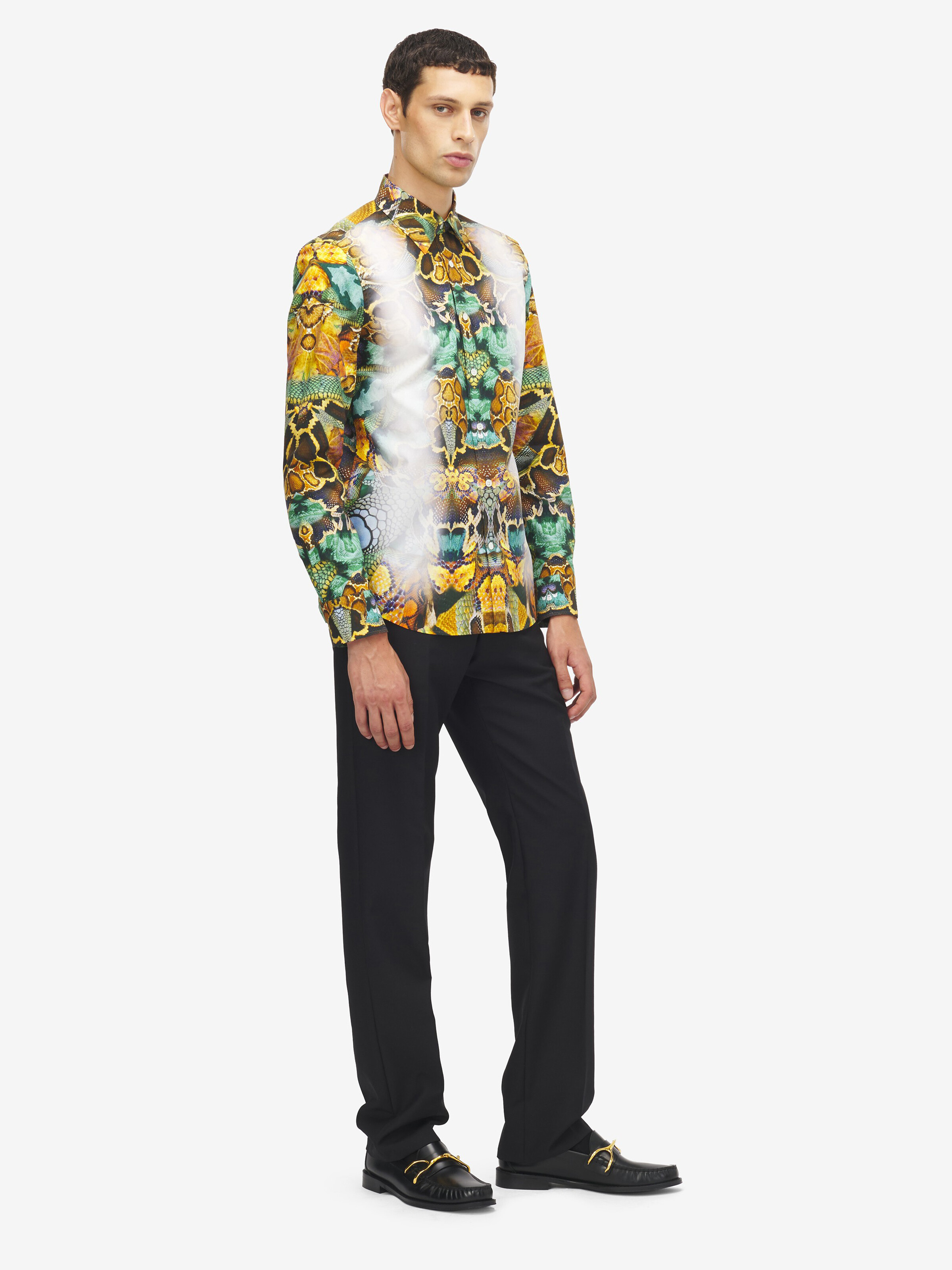 Men's Archival Print Shirt in Multicolor in 100% Cotton | Alexander McQueen - image 3