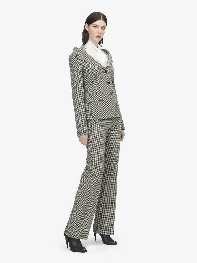 Giacca con harness e spalle scoperte con motivo a quadretti vichy | Alexander McQueen - image 3