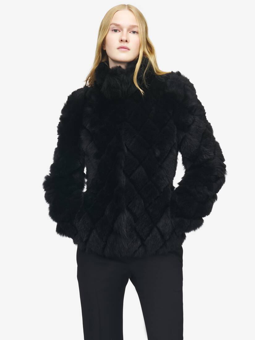 Shearling Jacke mit gestepptem Effekt
