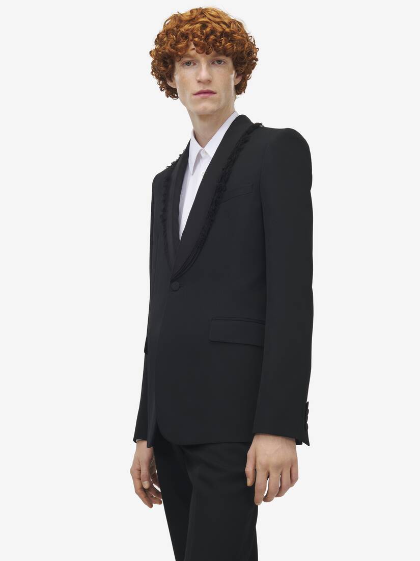 Frayed Lapel Single-breasted Jacket
