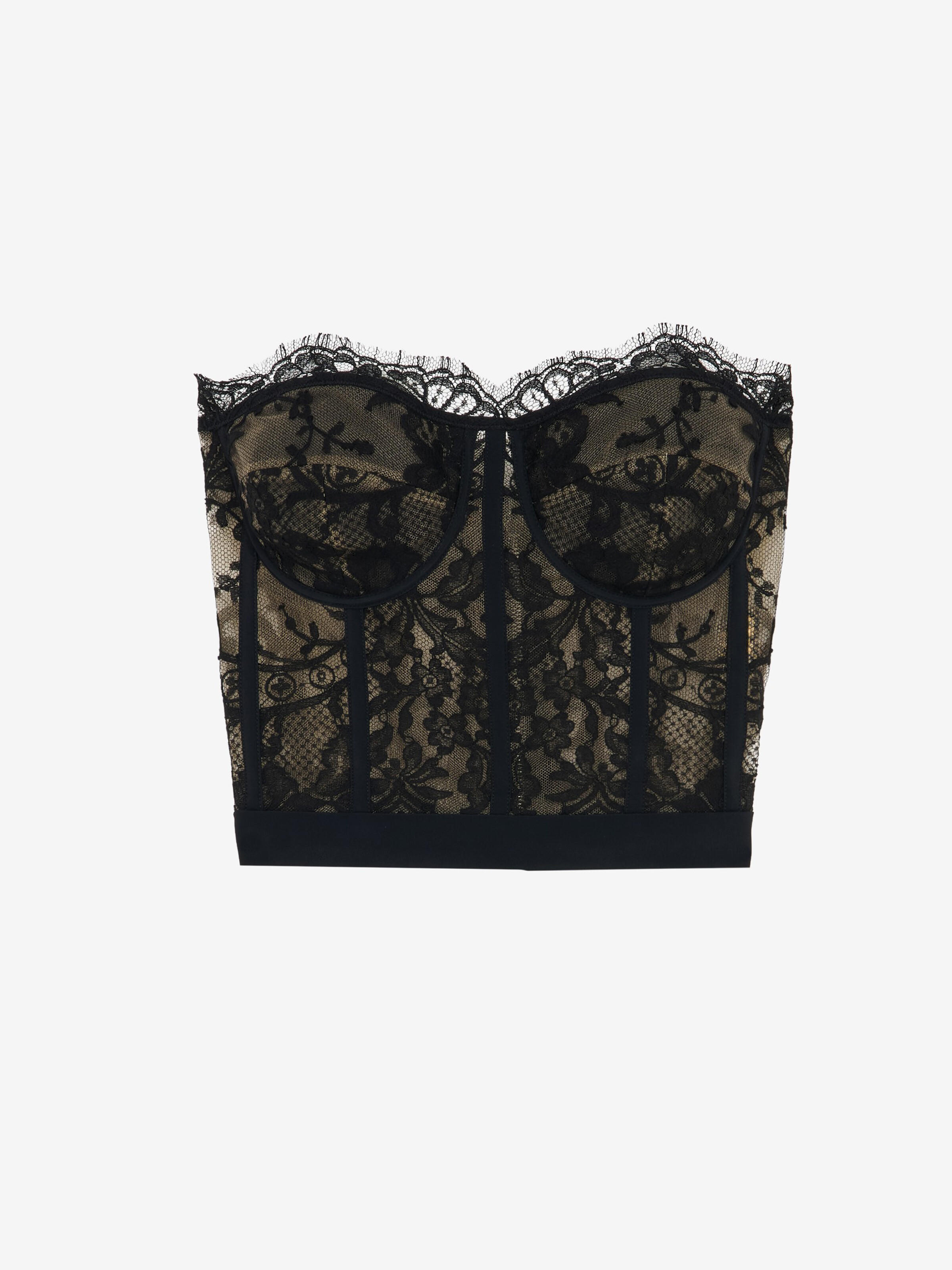 Women's Lace Corset in Black in 74% Acetate, 26% Silk | Alexander McQueen - image 1