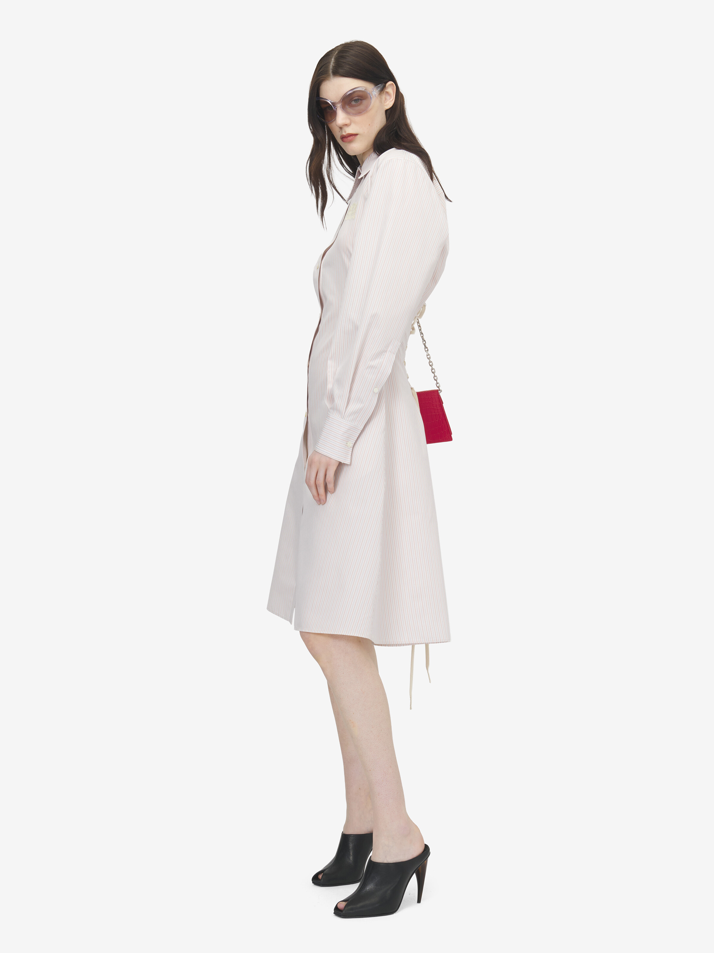 Nadelstreifen-Busenkleid für Damen in Elfenbein/Pink in 82% Baumwolle, 18% Seide | Alexander McQueen - image 3