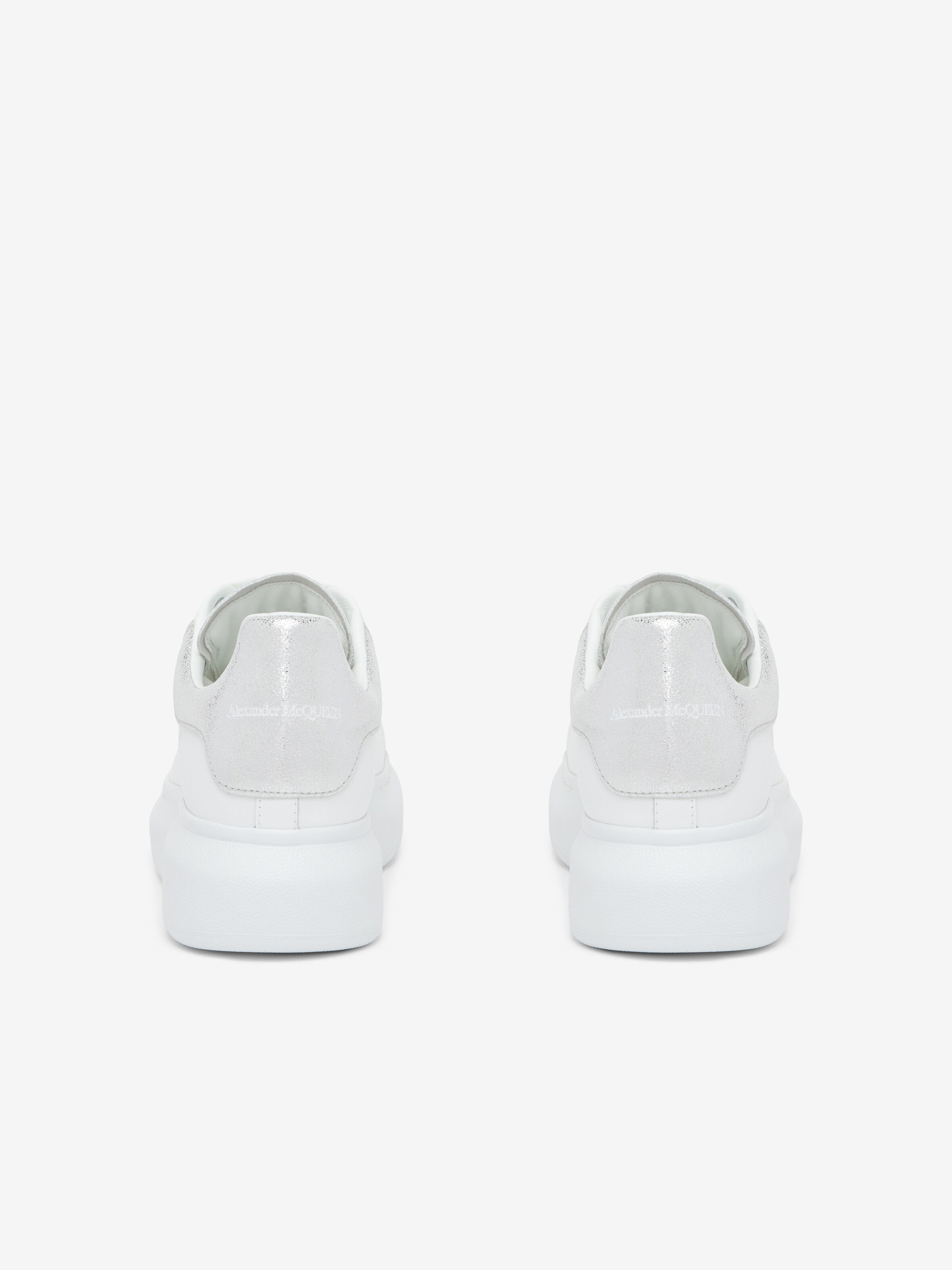 Women's Oversized Sneaker in White/Silver in Calf Leather | Alexander McQueen - image 2