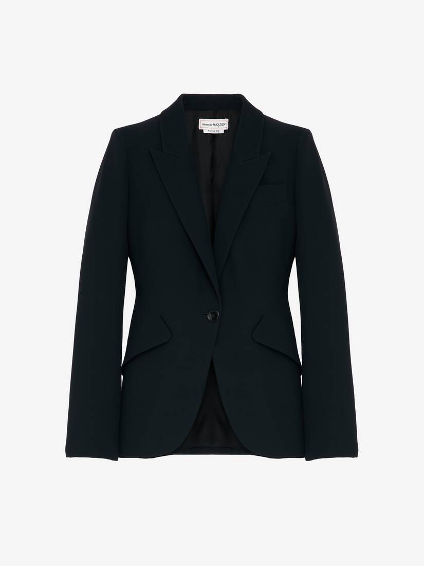 Blazer aus Blatt-Crêpe mit Revers-Schulter | Alexander McQueen - image 1