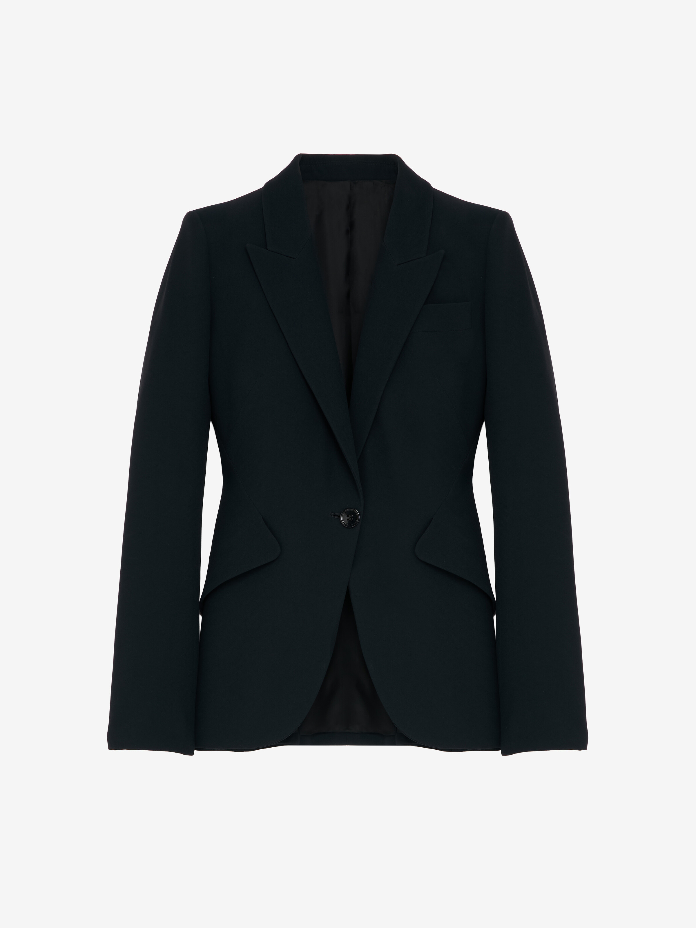 Women's Peak Shoulder Leaf Crepe Jacket in Black in 52% Viscose, 48% Acetate | Alexander McQueen - image 1