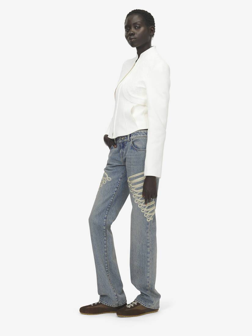 Floral Embroidery Leather Jacket | Alexander McQueen - image 3