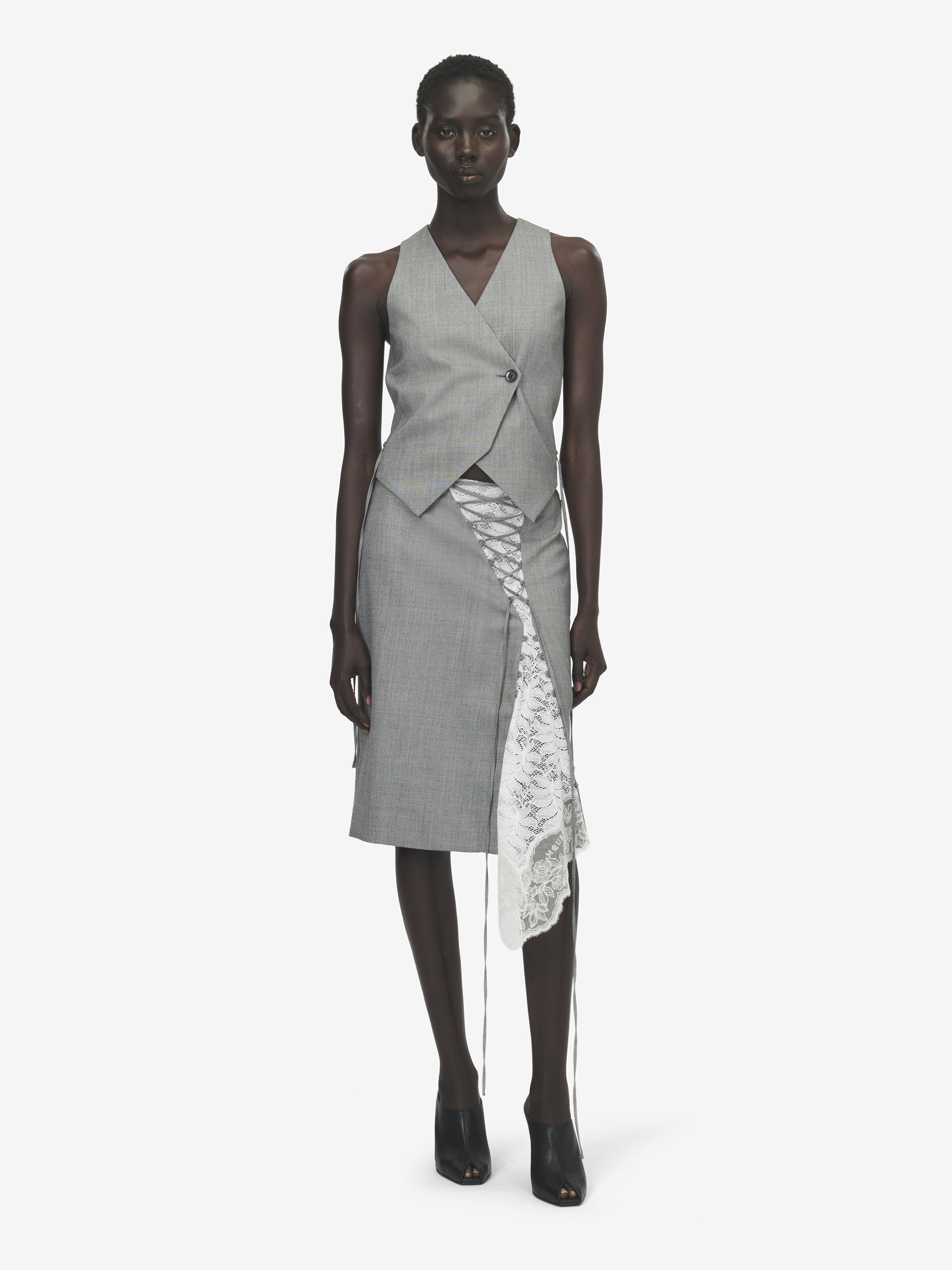 束腰系带裁片铅笔裙 in 100% 羊毛 | Alexander McQueen - image 2