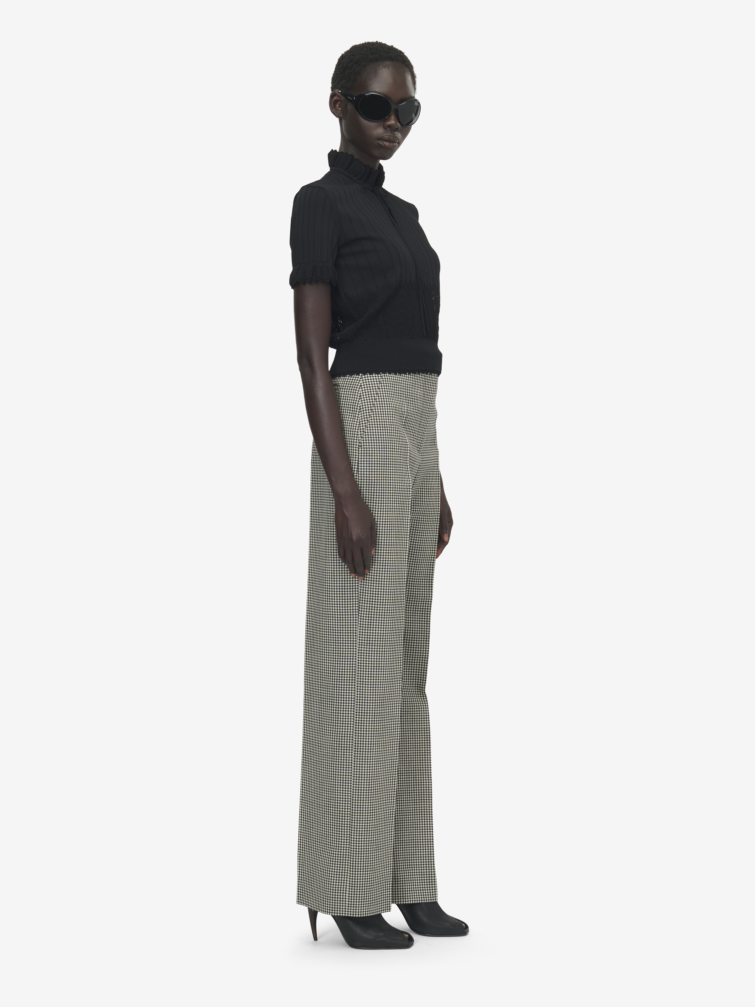 Women's Pointelle Knit Top in Black in 65% Viscose, 35% Polyamid | Alexander McQueen - image 3