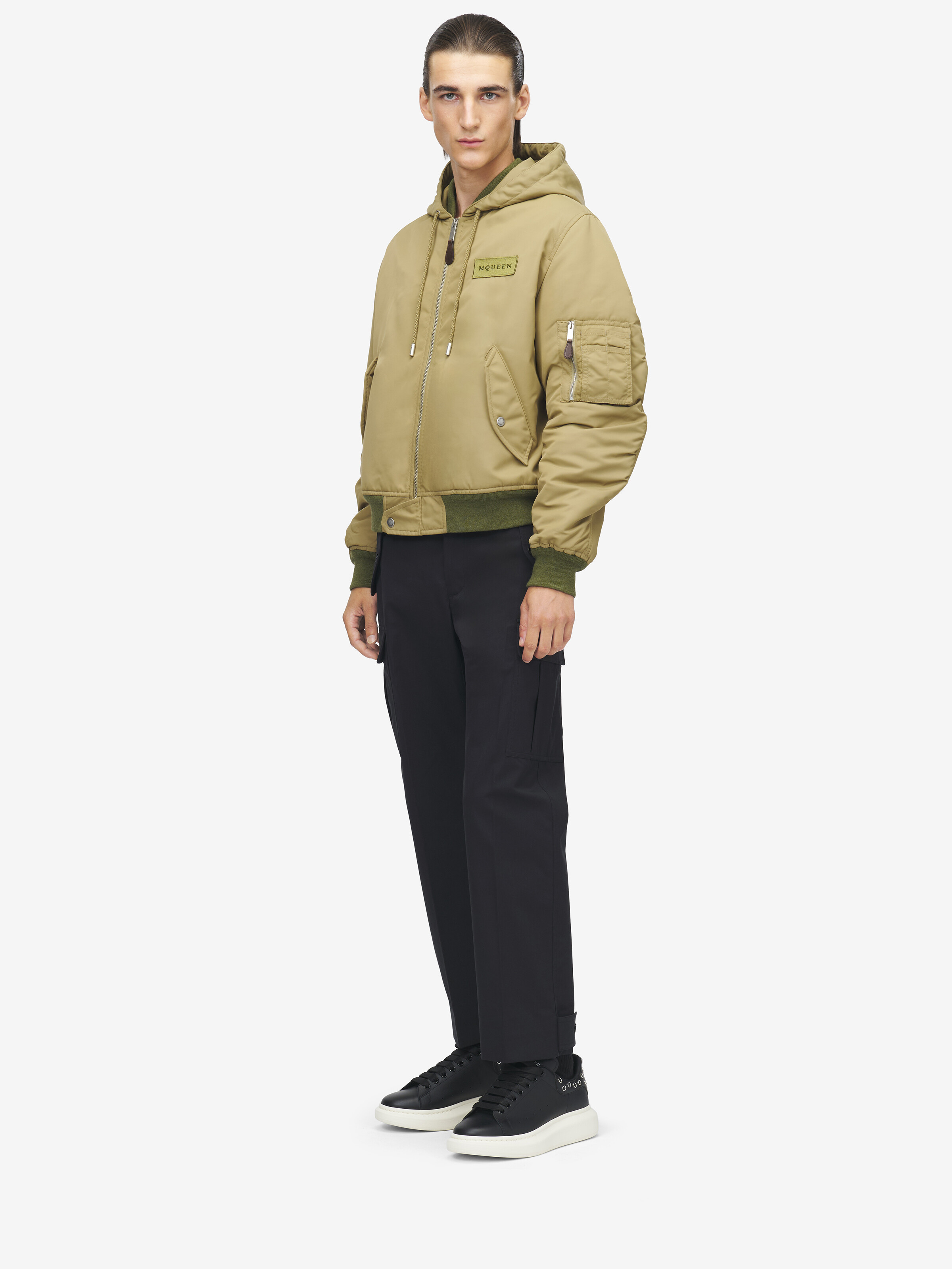 Men's Hooded Nylon Jacket in Beige in 100% Polyamid | Alexander McQueen - image 3