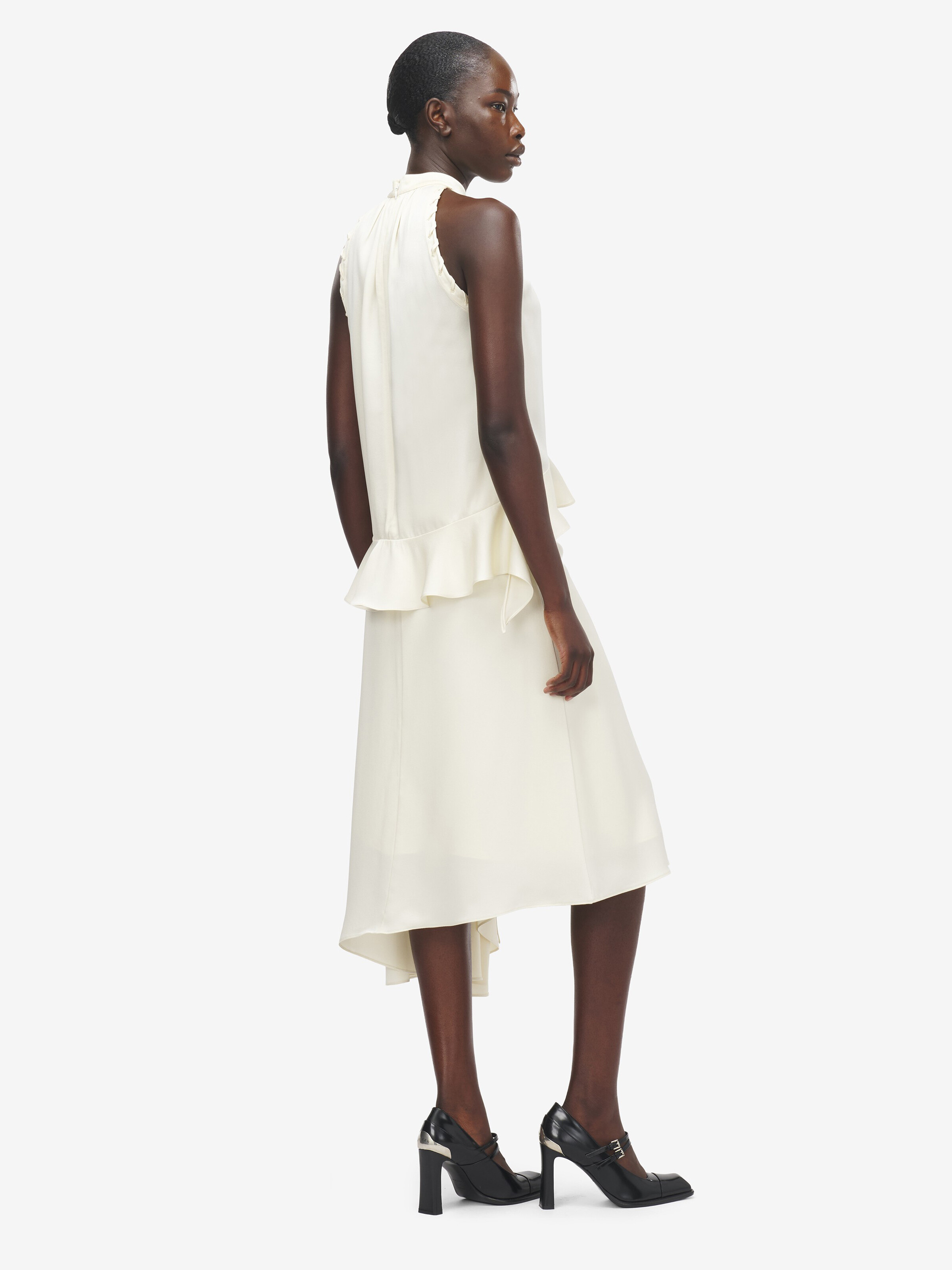 Women's Lace-Up Halter Top in Cream in Fabric: 61% Viscose -  39% Acetate | Alexander McQueen - image 4