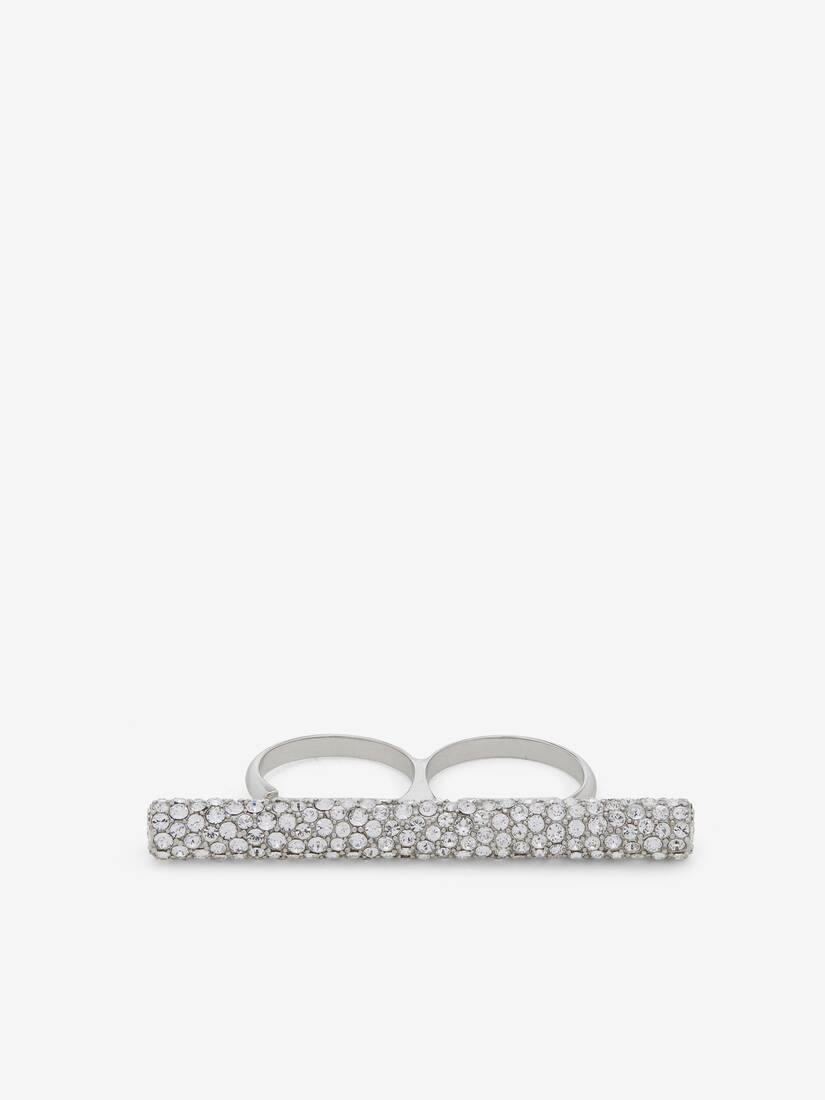Jewelled T-Bar Double Ring