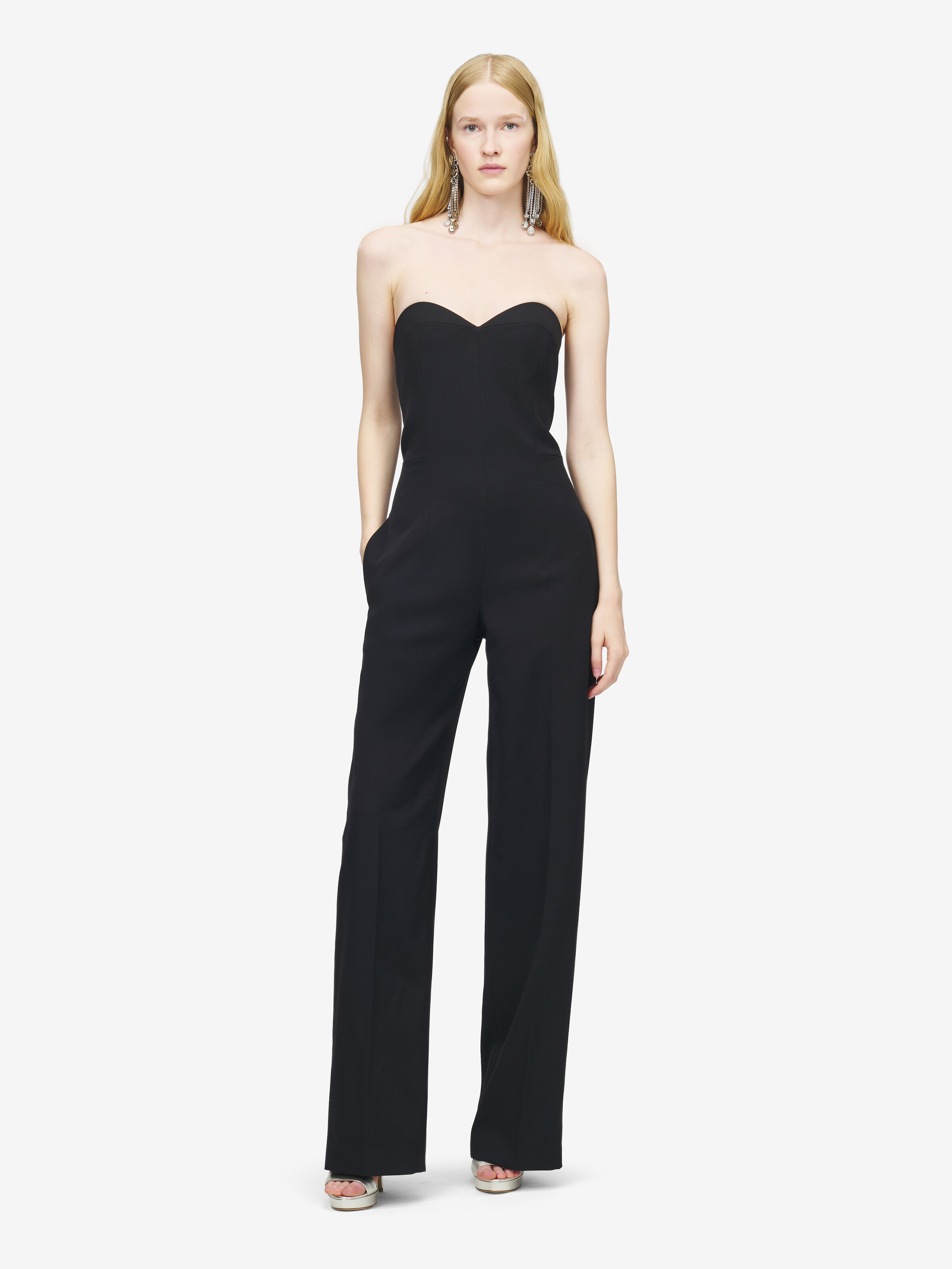 Women's Corset Jumpsuit in Black in 100% Wool | Alexander McQueen - image 1