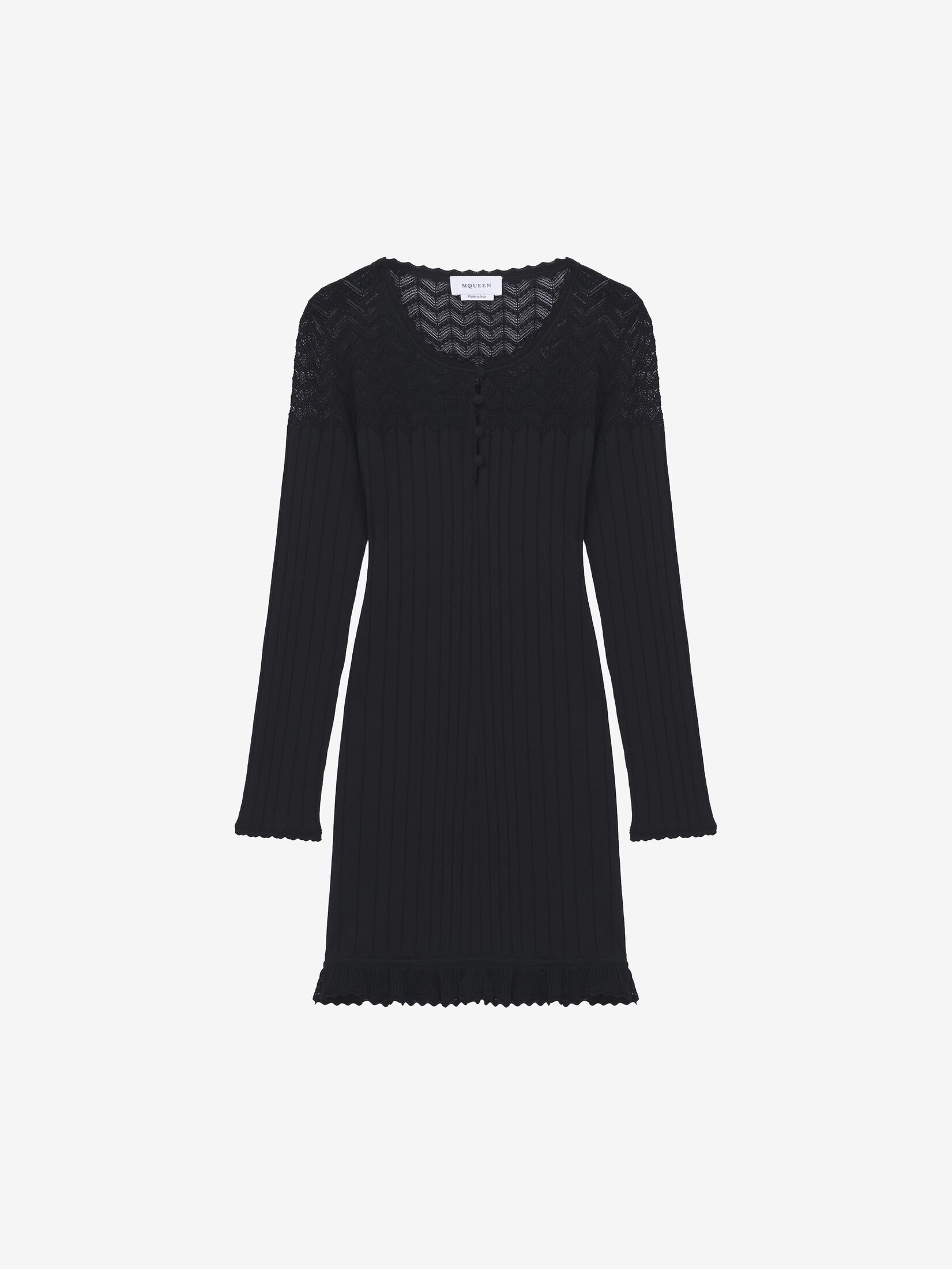 McQueen Pointelle Knit Mini Dress - Black - Women - 42