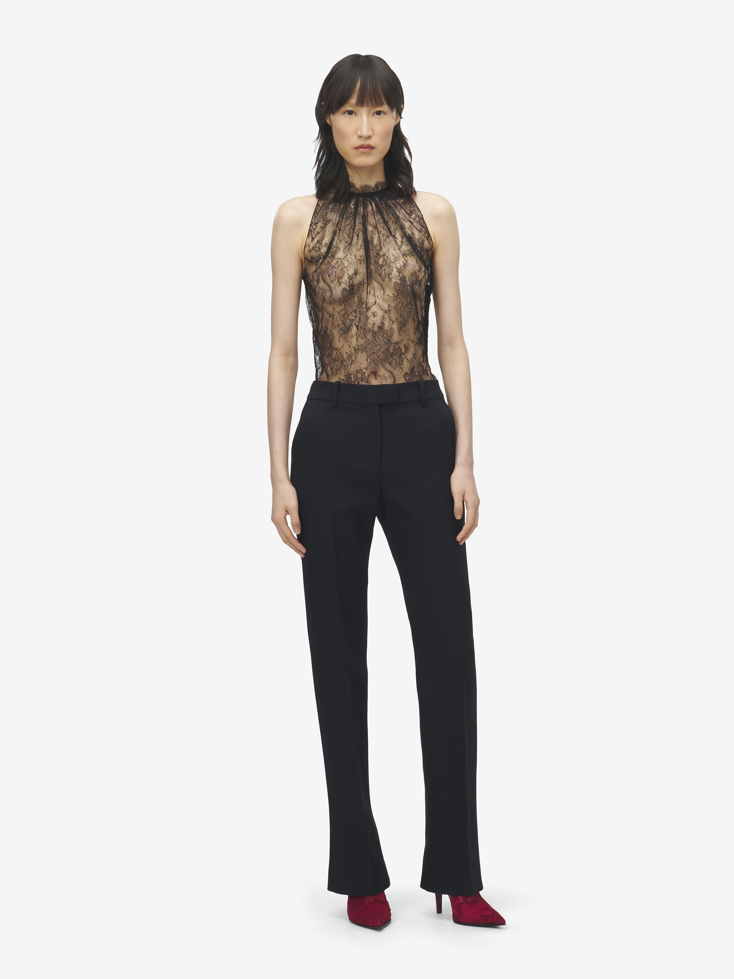 Women's Wool Silk Tailored Trousers in Black in 63% Wool, 25% Silk, 12% Polyamide | Alexander McQueen - image 1