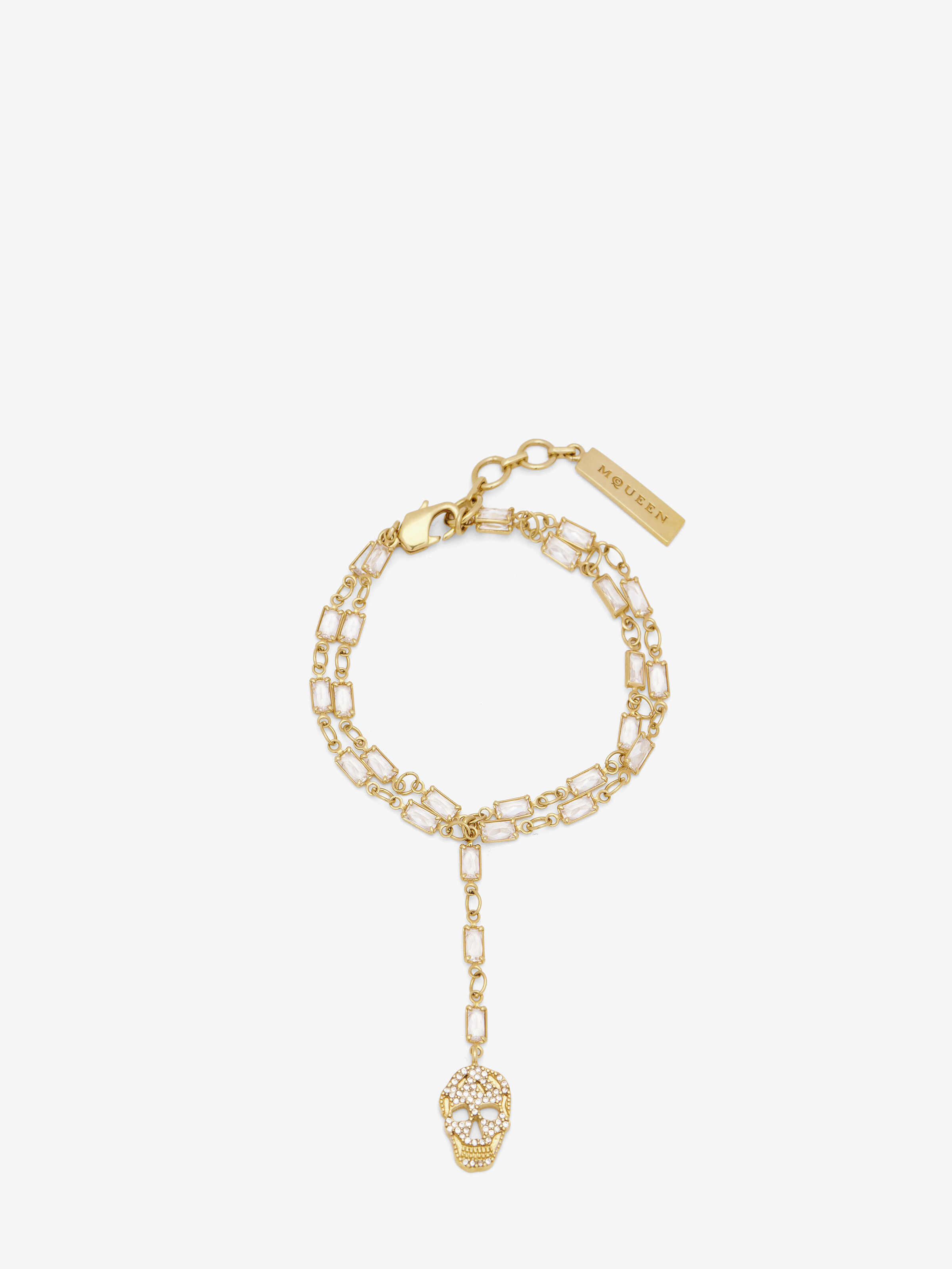 Women's Pavé Skull Bracelet in Pale Gold-finish in Brass | Alexander McQueen - image 1