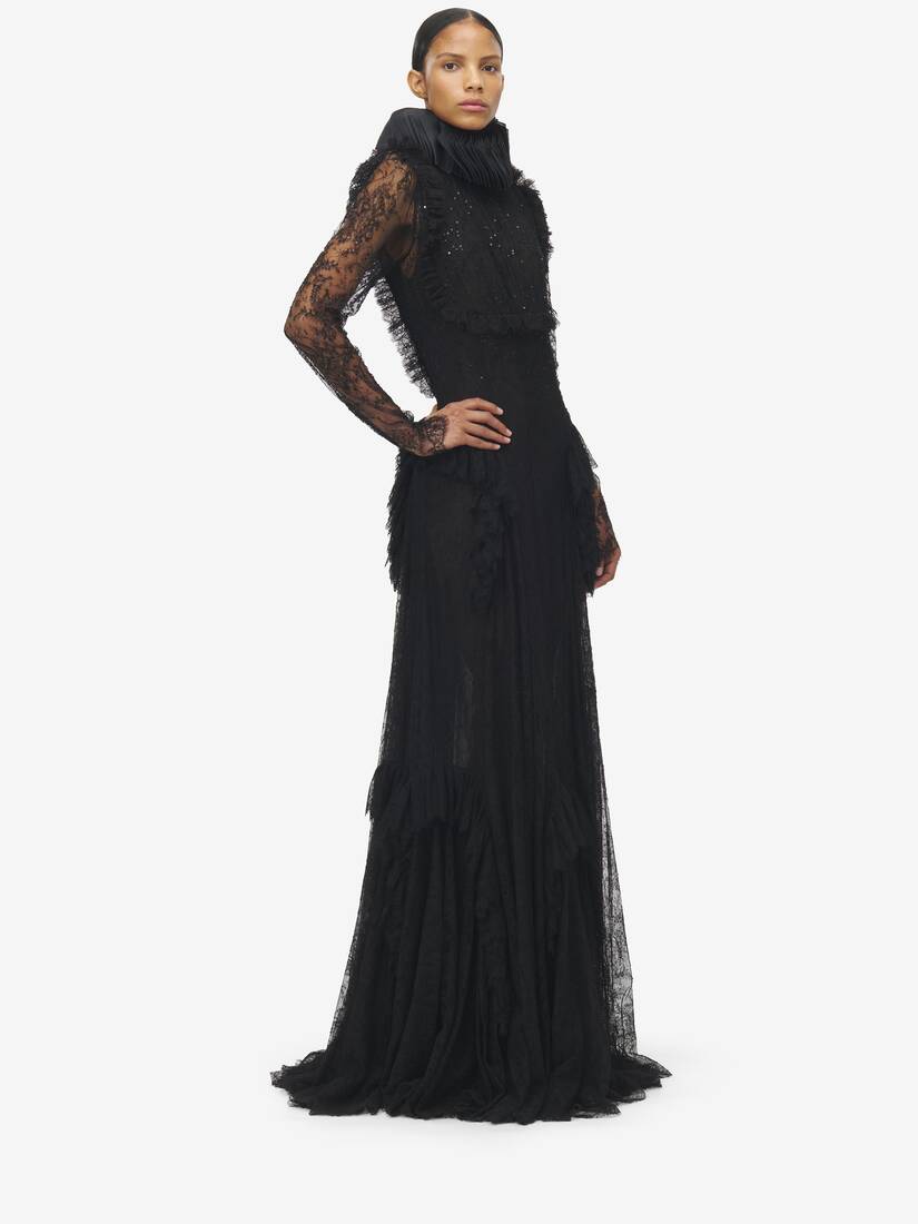 Floral Lace Embroidery Evening Dress