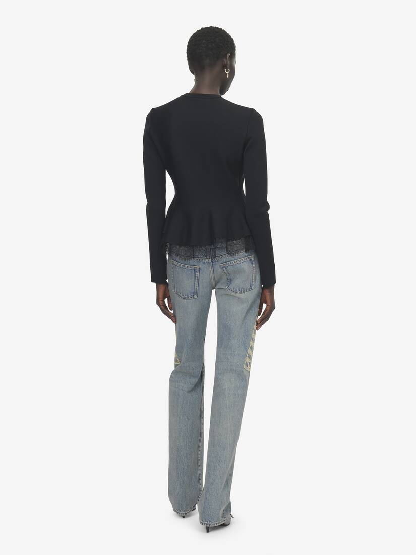 Lace Trim Peplum Cardigan | Alexander McQueen - image 4