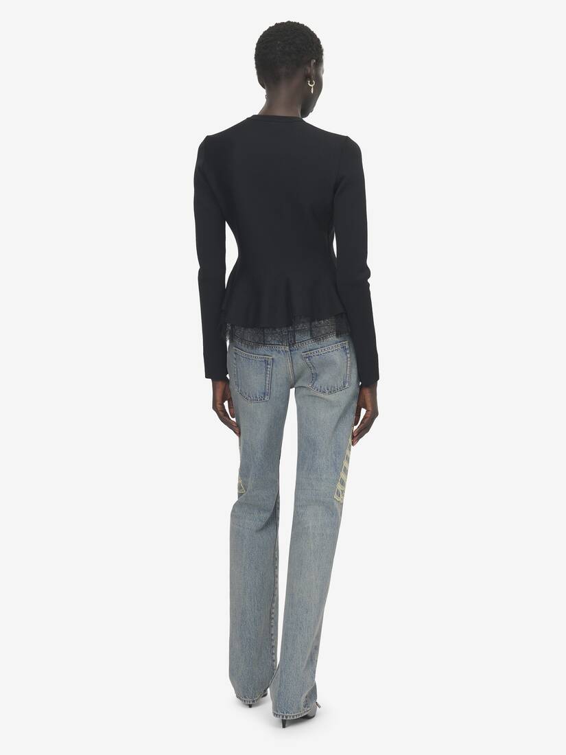 Lace Trim Peplum Cardigan | Alexander McQueen - image 4