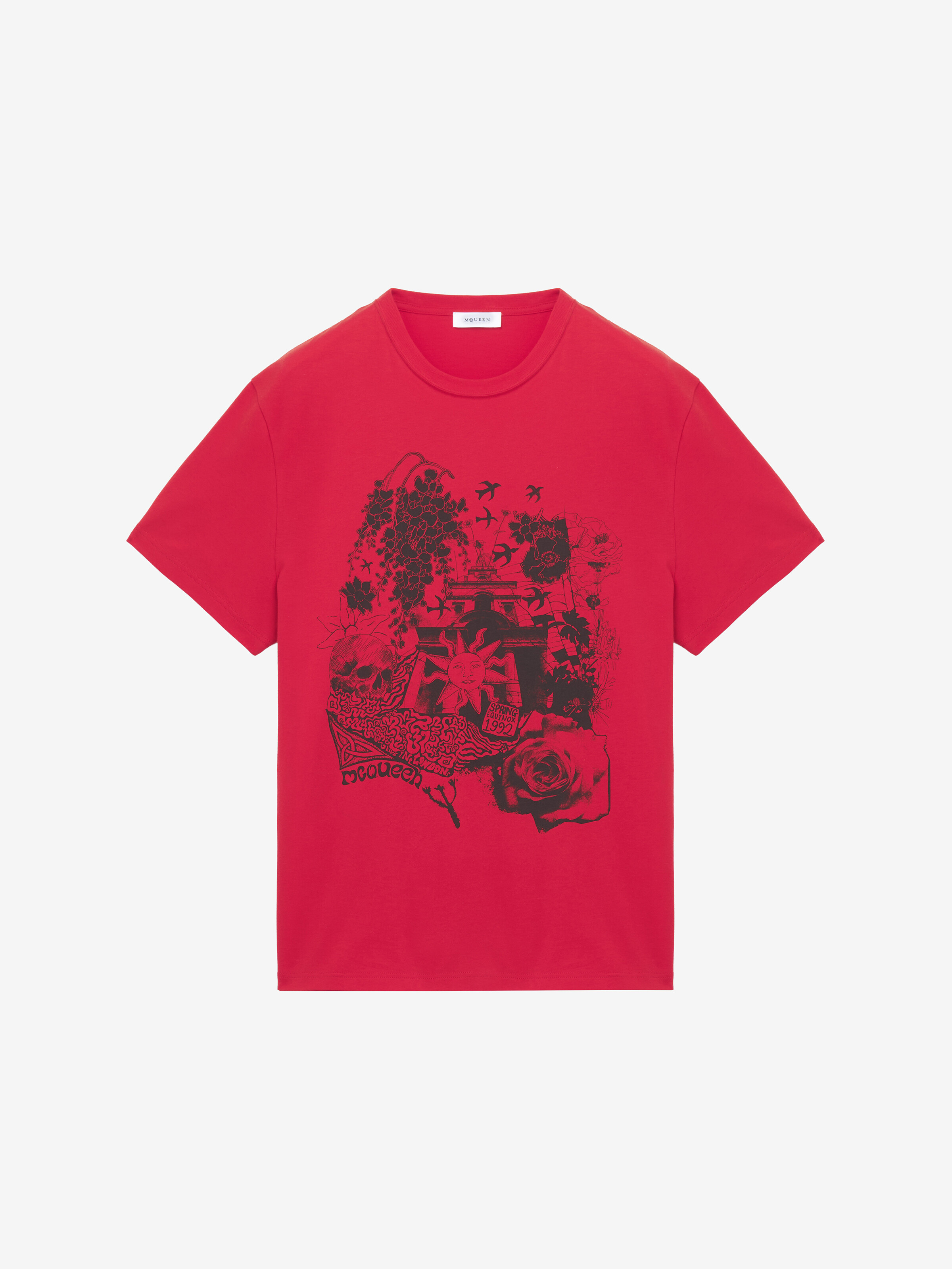 Men's Fanzine Print T-shirt in Red in 100% Cotton | Alexander McQueen - image 1