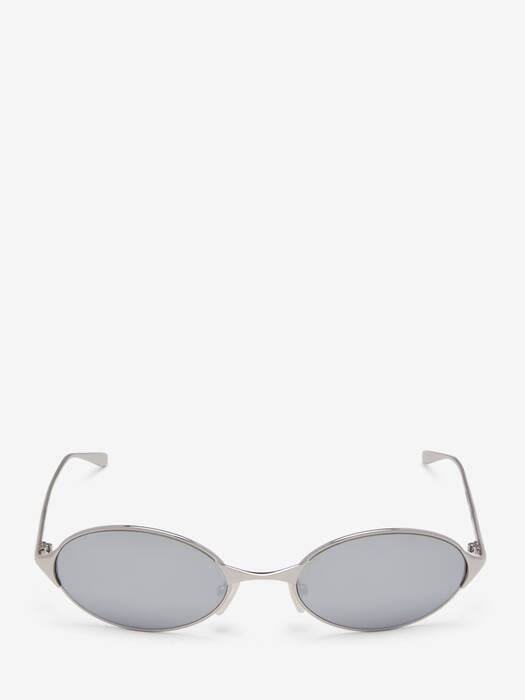 Neo Oval Sunglasses in Silver-finish | McQueen US