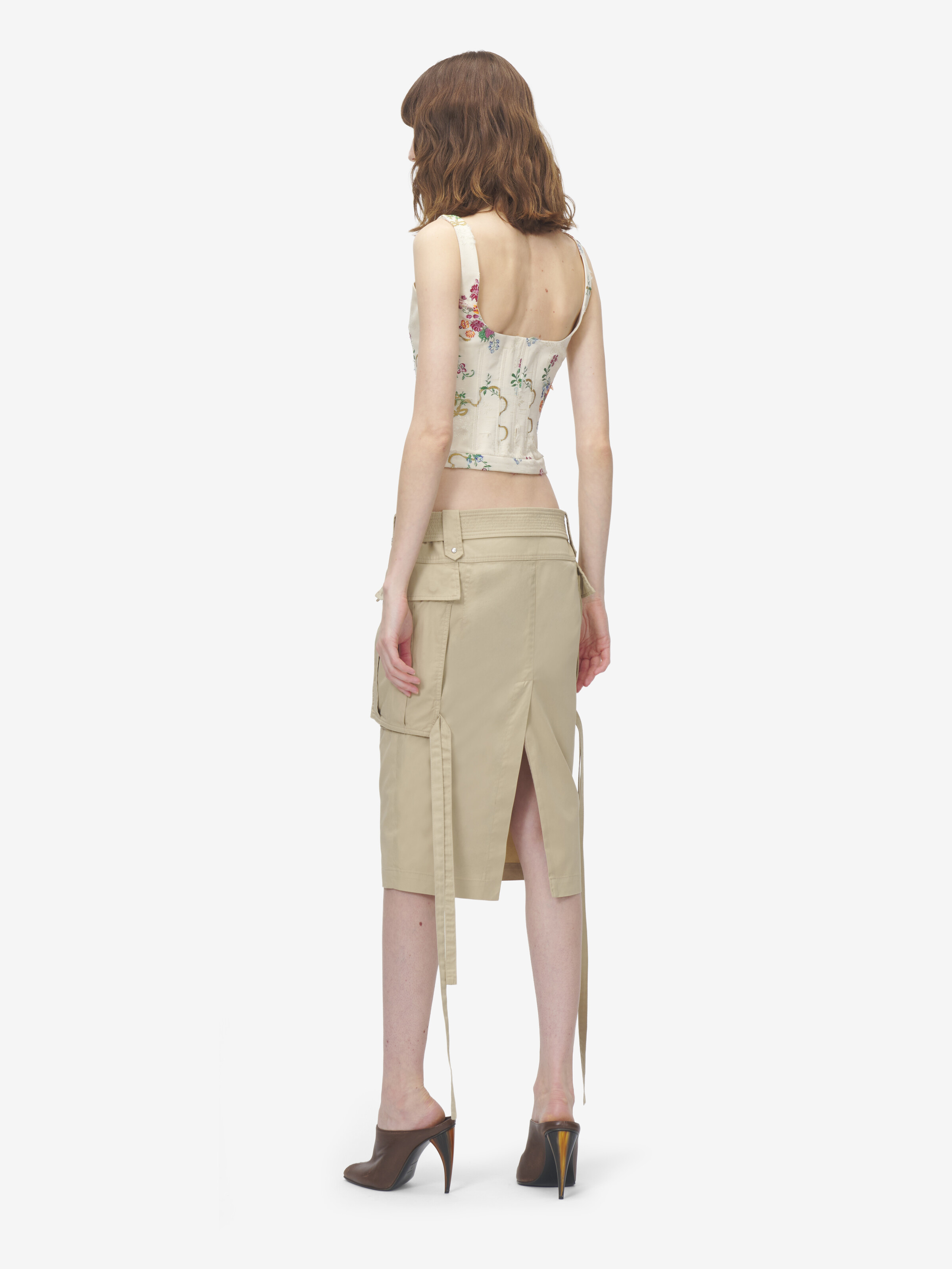 Women's Midi Cargo Skirt in Beige in 100% Cotton | Alexander McQueen - image 4
