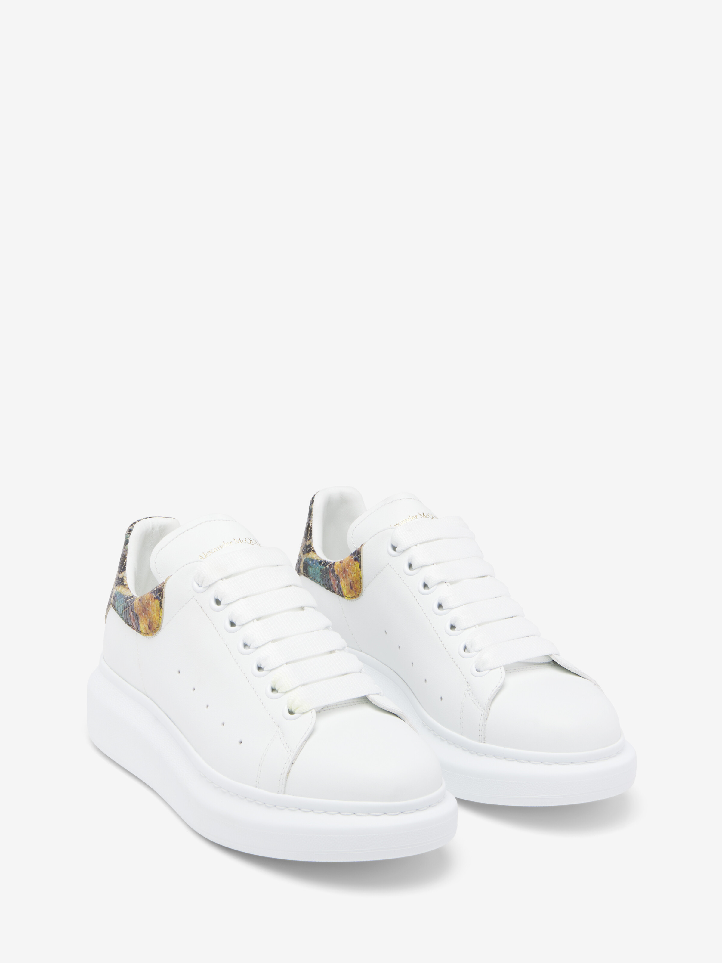 Women's Oversized Sneaker in White/Multicolour in Calf Leather | Alexander McQueen - image 3