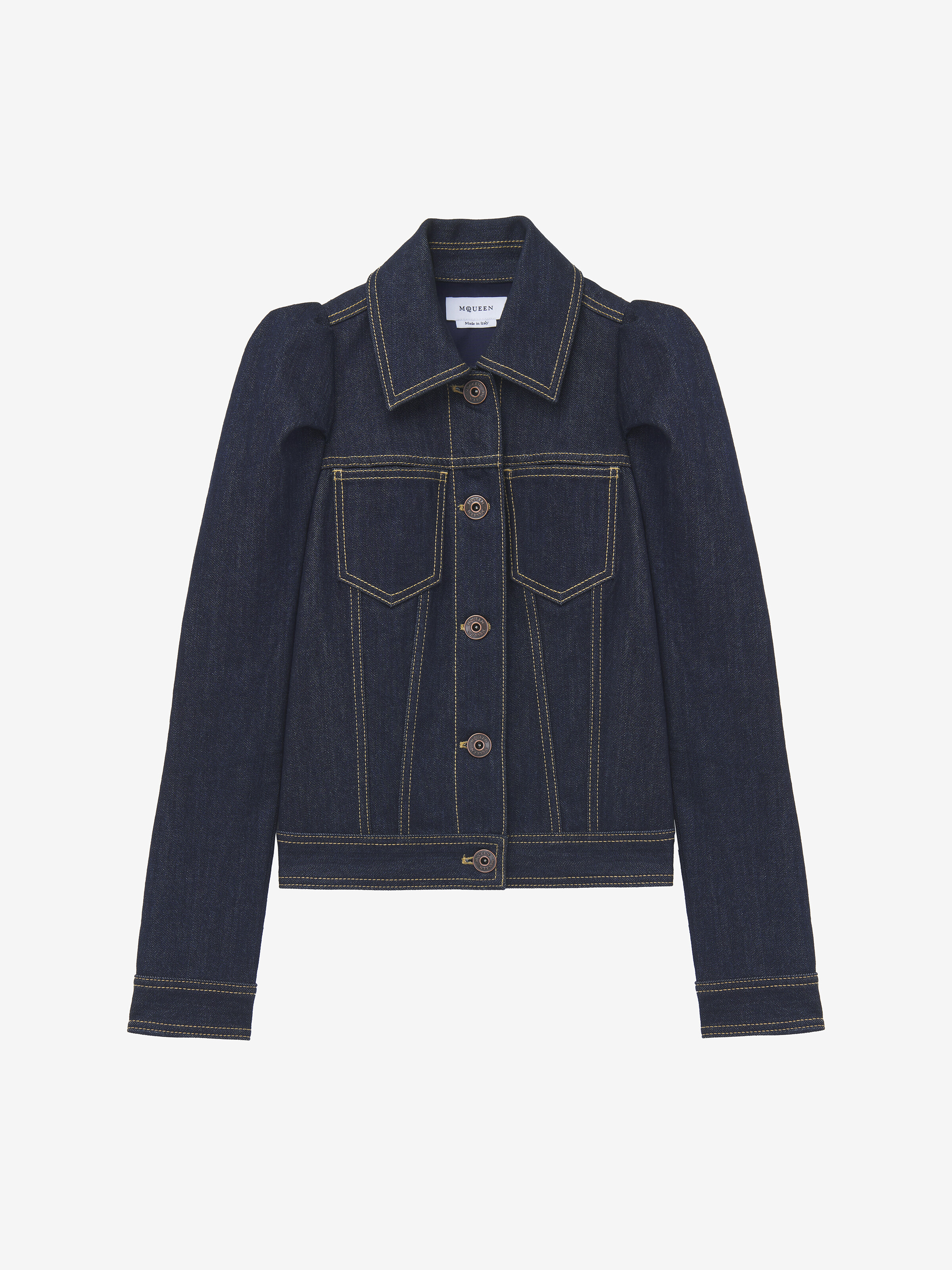 Veste en denim à épaules pincées pour Femme en Bleu foncé délavé in 100% Coton | Alexander McQueen - image 1