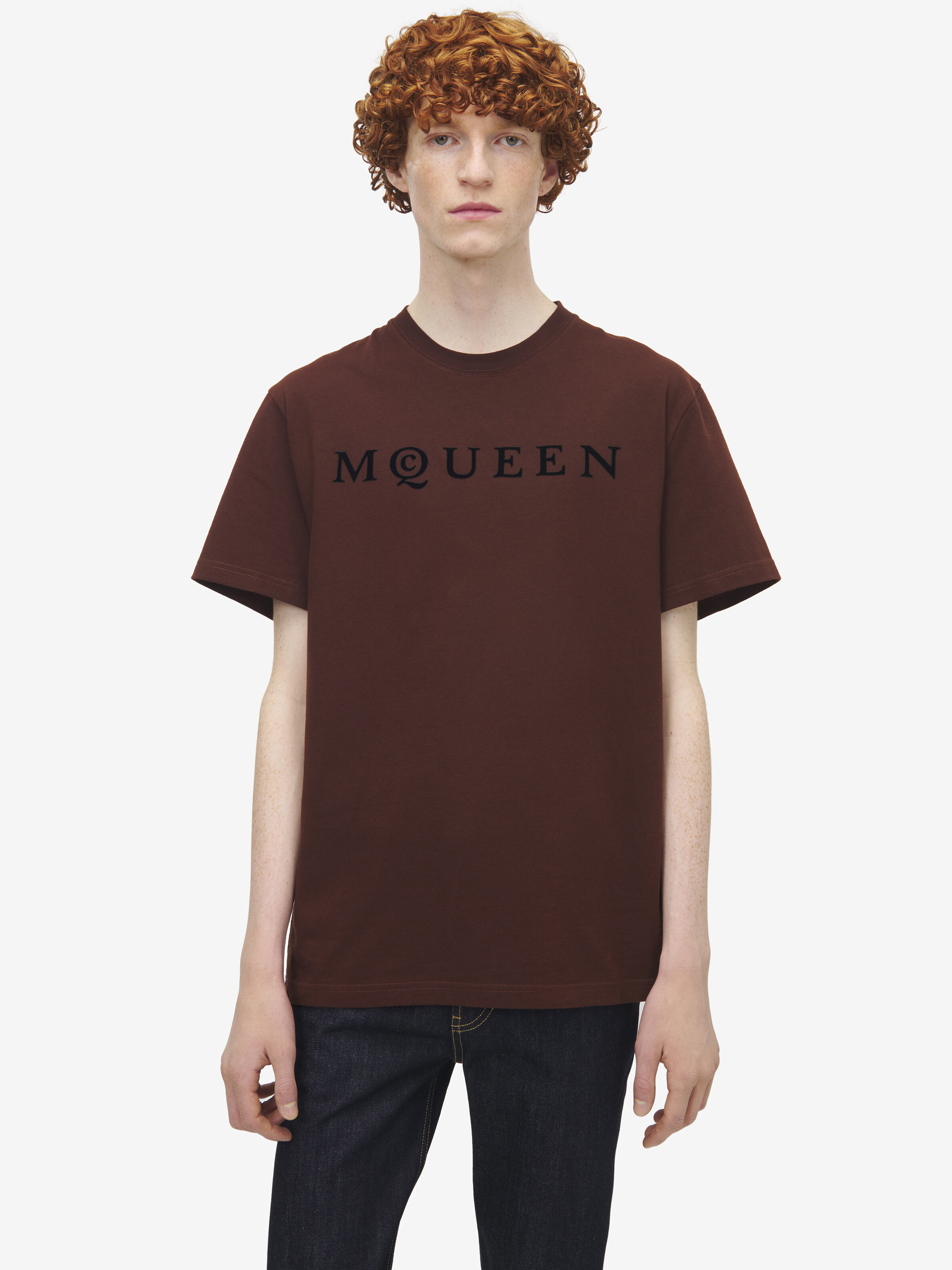 T-shirt à logo McQueen floqué pour Homme en Rouge Intense in 100% Coton | Alexander McQueen - image 1