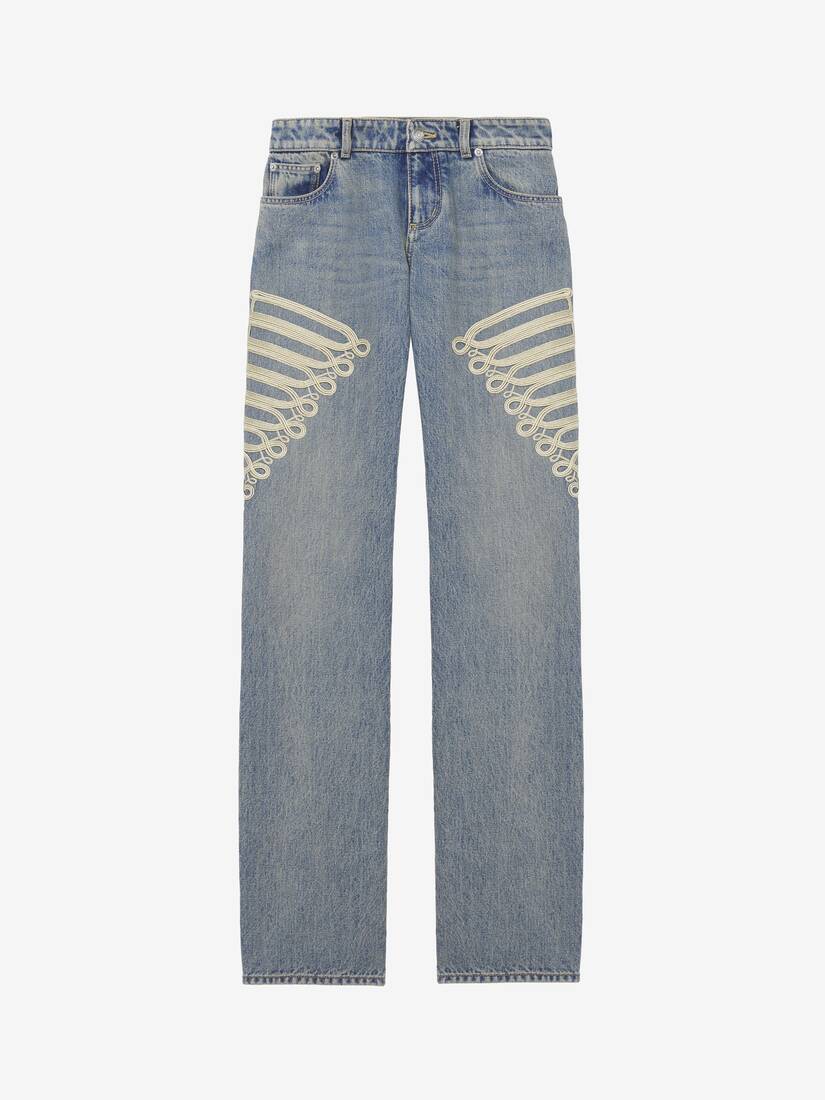 Jeans mit geradem Bein und Metallic-Frogging | Alexander McQueen - image 1