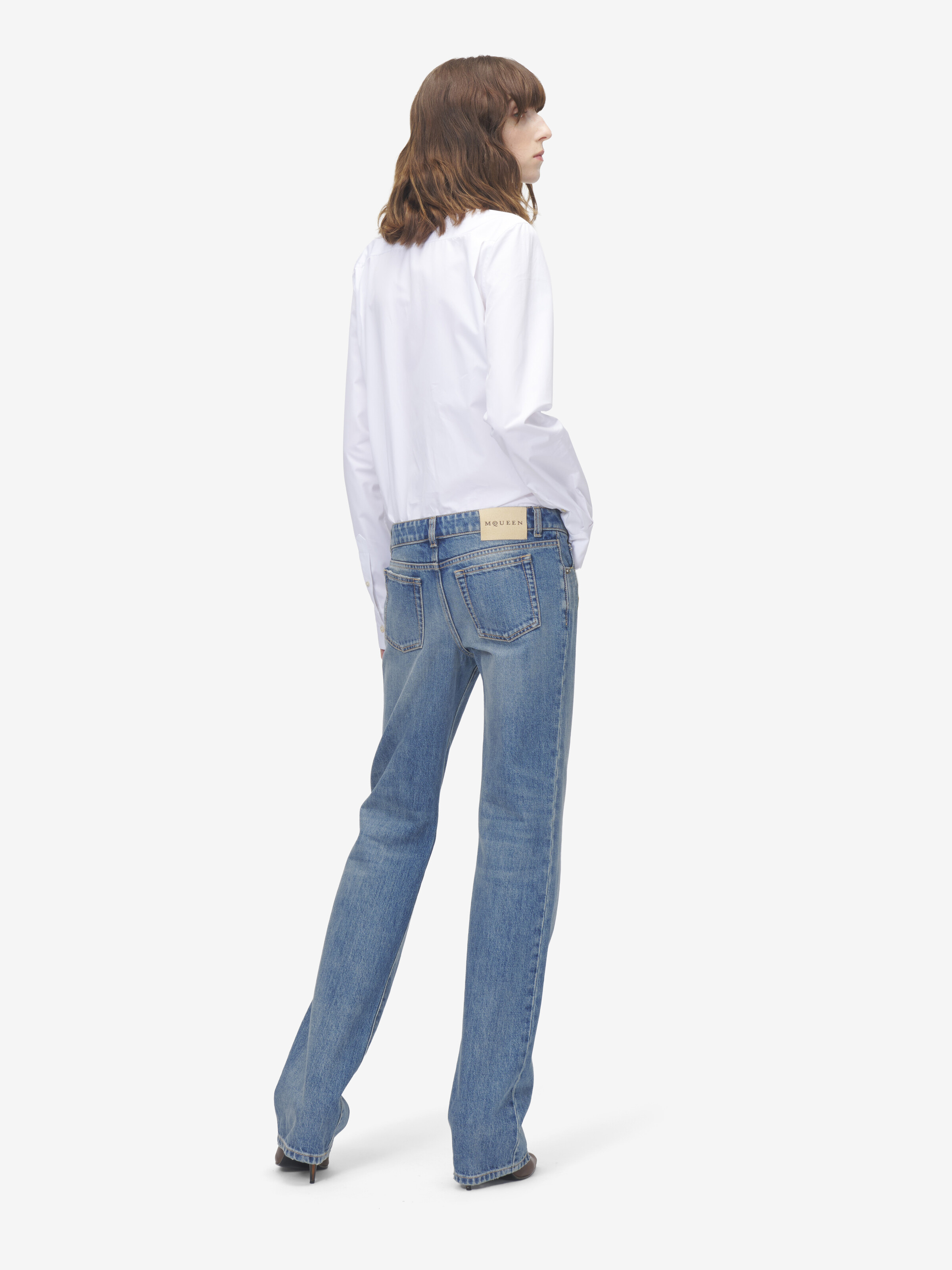 Women's Gold Leaves and Crystal Embroidery Shirt in Optical White in 100% Cotton | Alexander McQueen - image 4