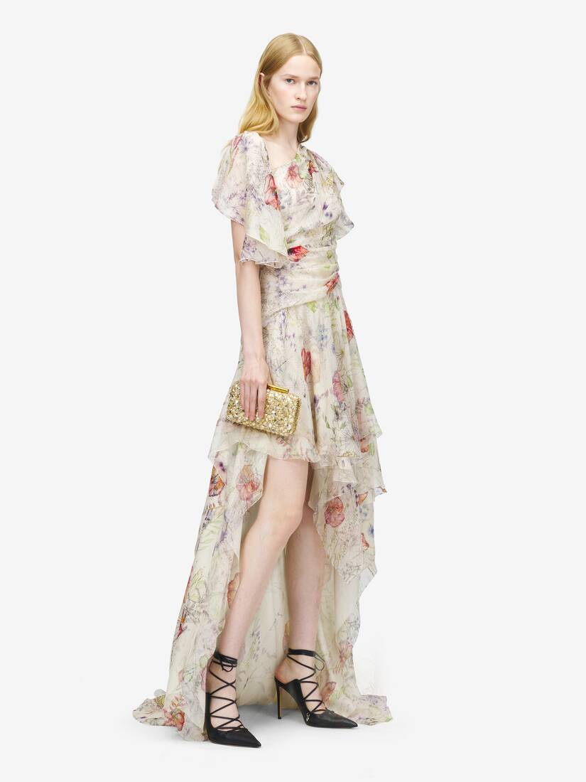 Meadow Asymmetrisches Abendkleid mit Blumendruck | Alexander McQueen - image 3
